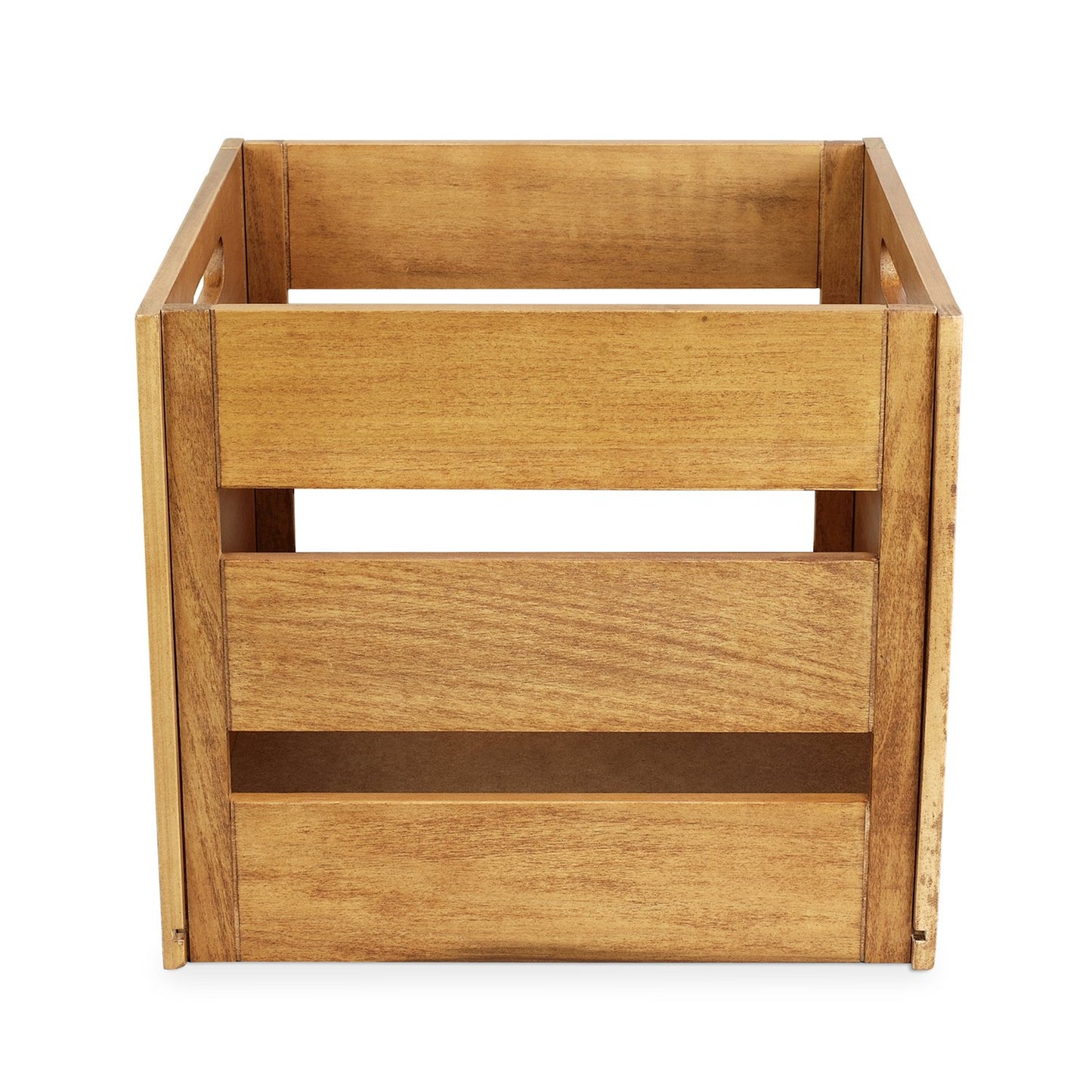 Victrola Wooden Record Crate – Tabletop Vinyl Album Holder, No-Tool Assembly, Holds Over 50 Records, Real Wood Construction, Elegant Design (Natural Wood)