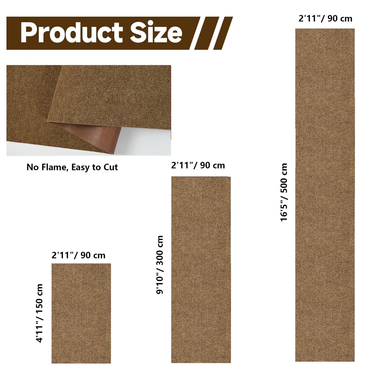 jxgzyy Extra Long Hallway Runner Rug, 3x16 Foot Commercial Outdoor Carpet Runner, Non-Slip Entrance Floor Mat for Narrow Halls, Patio, Garage and Entryways, Coffee