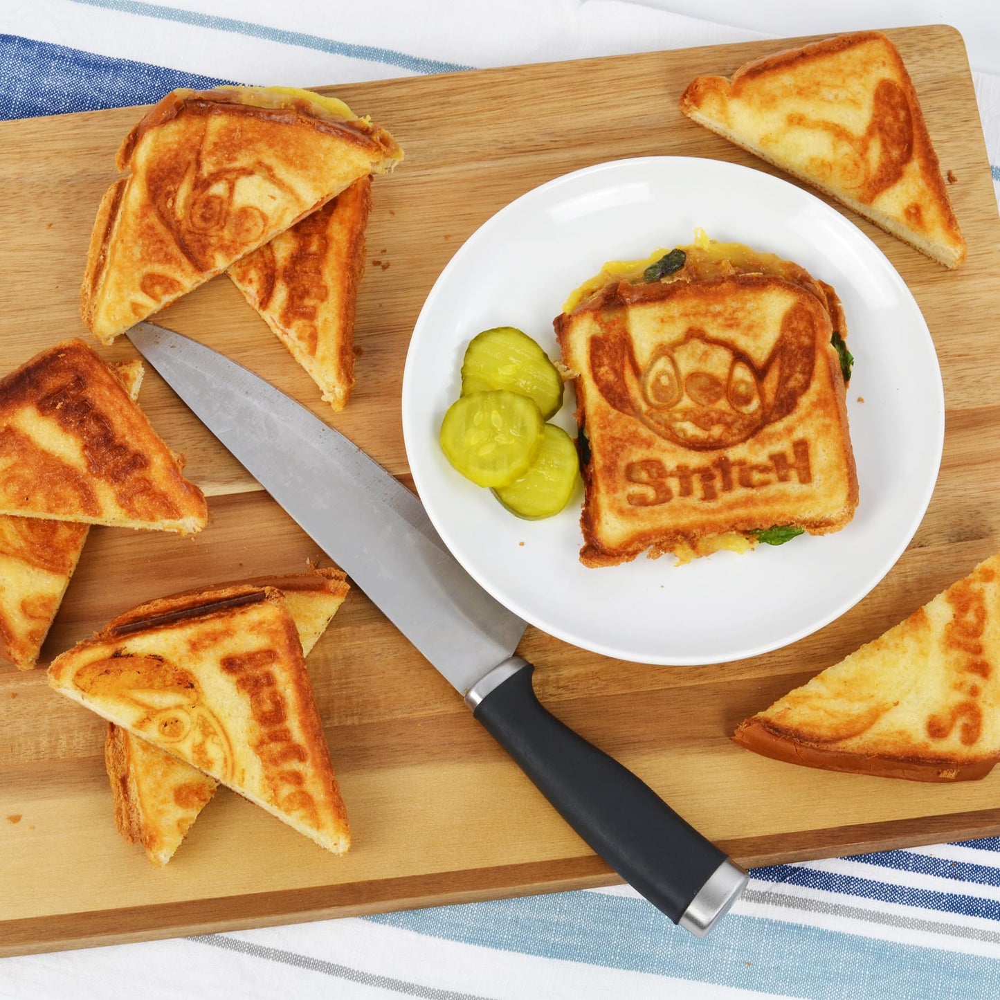 Select Brands Disney Lilo & Stitch Grilled Cheese Sandwich Maker - Kitchen Appliances - Ceramic Nonstick Cooking Plates - Panini Press - Imprints Stitch Image - Dual Sandwich Machine