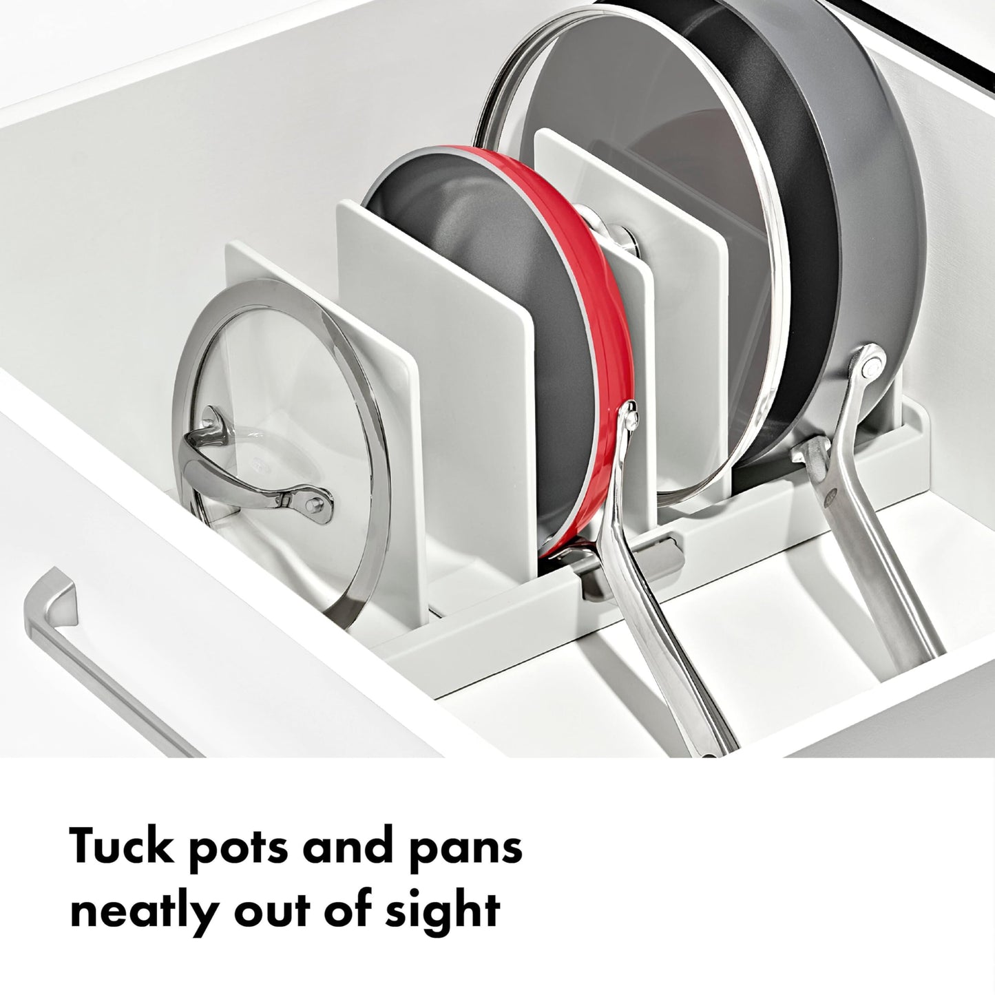 OXO Good Grips Adjustable Cookware Organizer, Pot and Pan Organizer