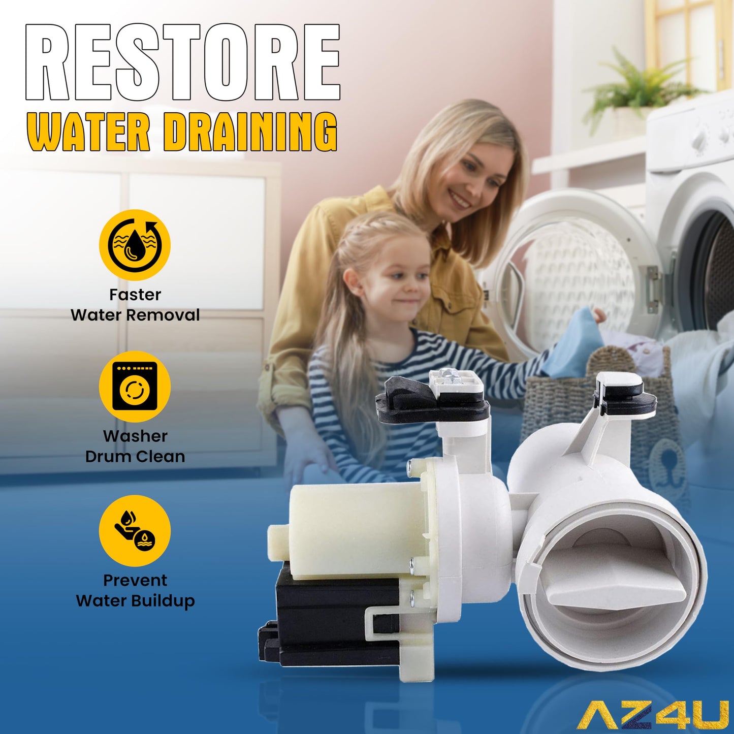 Washer Drain Pump Assembly Replaces For Maytag Epic MHWZ600TW01 MHWZ400TQ02 MHWE251YG00 MHWE300VF00 MHWE201YW00 MHWE200XW00 MHWZ400TQ01 MHWZ600TW00 MHWZ600TW02 MHWZ400TQ00 MHWZ400TQ03 MHWE300VW00