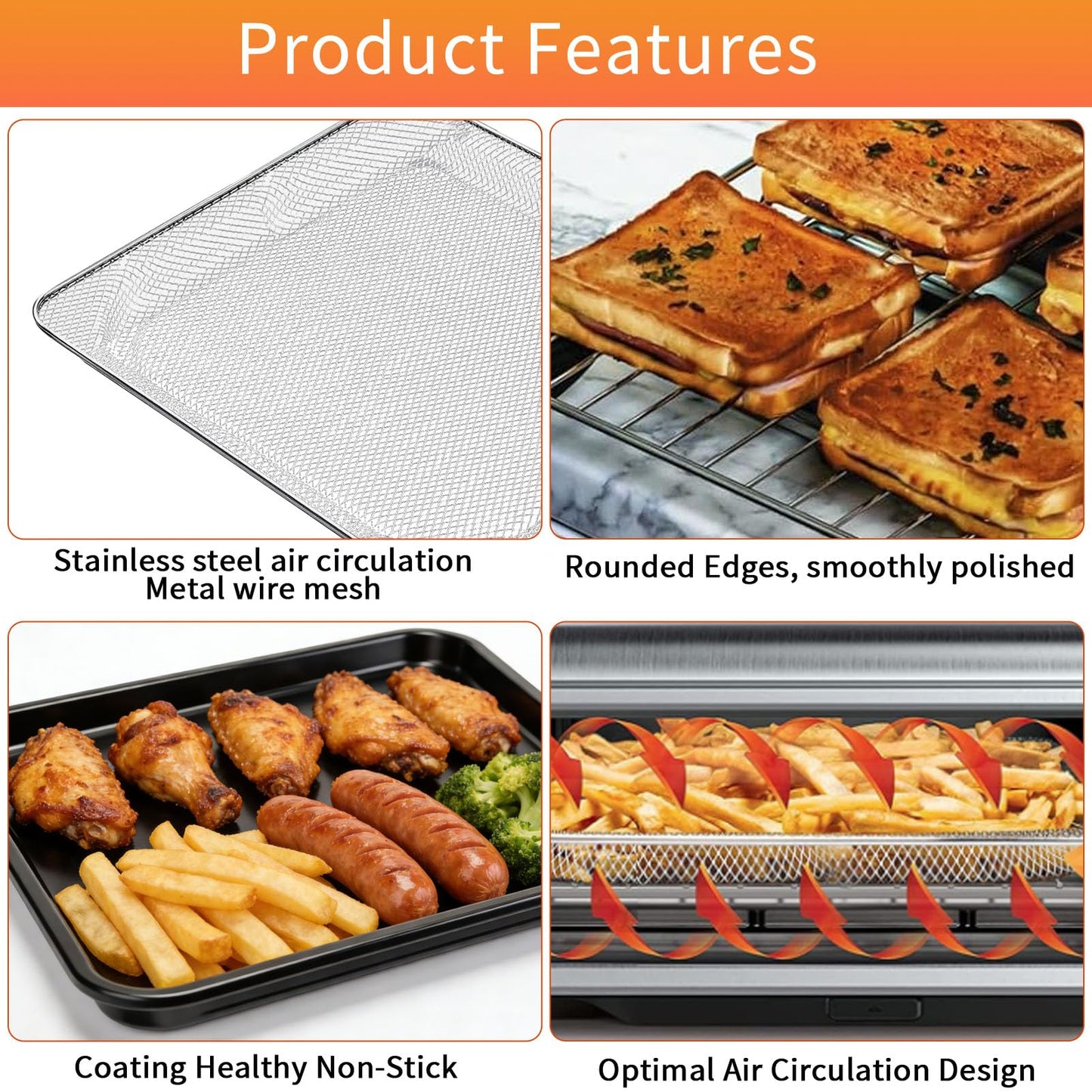 GWY 3 IN 1 Air Fryer Accessories For Ninja Foodi 8 in 1 SP101 Digital Countertop Oven, 13.4''*13.4'' Stainless Steel Air Fryer Accessories Roasting Steamer Grill Racks Baking Tray，Dishwasher safe
