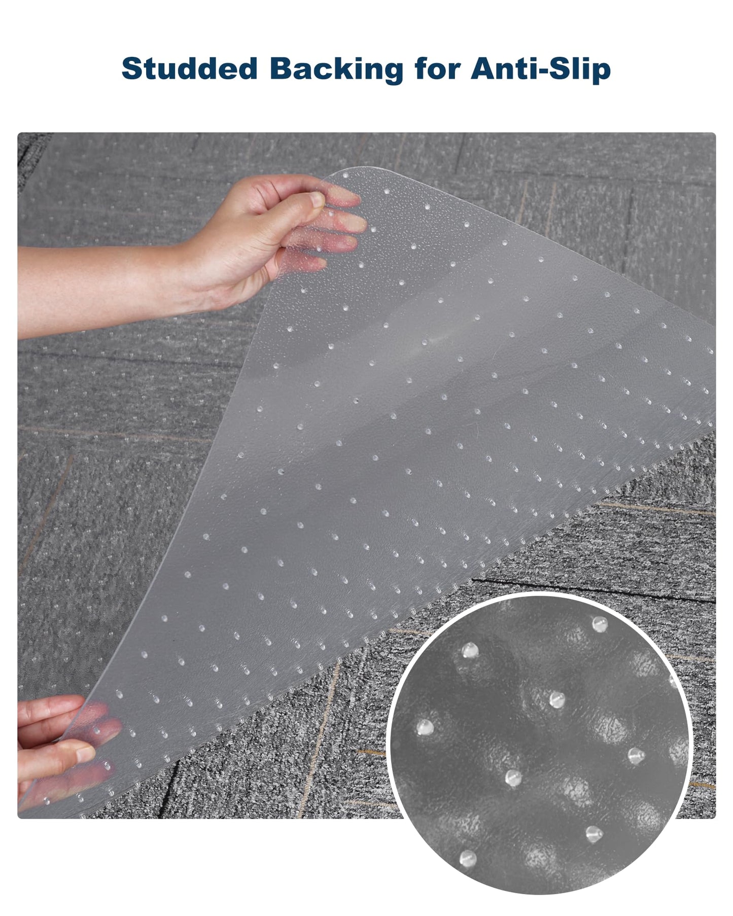 Furkit 46"x 60" Clear Office Chair Mat for Carpet, Anti-Scratch Durable Plastic Desk Chair Mat for Rolling Chairs, Waterproof Non-Slip Carpet Protector Mat for Work, Game, Home Office