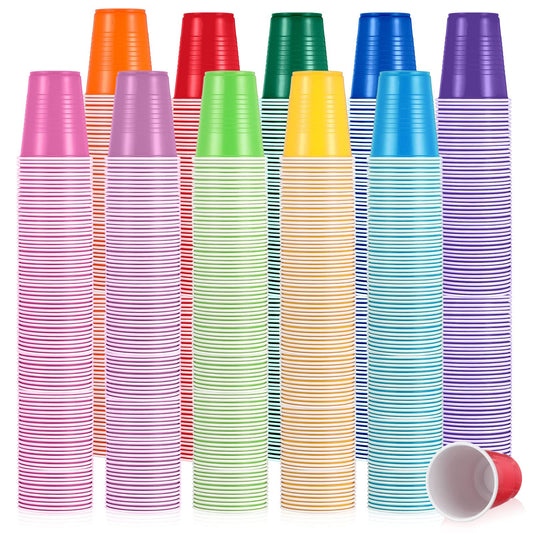 1000 Pcs 5 OZ/150 Ml Disposable Party Plastic Cups Assorted Colors Plastic Drinking Cups for Tasting, Parties, Picnic, BBQ, Wedding 10 Colors