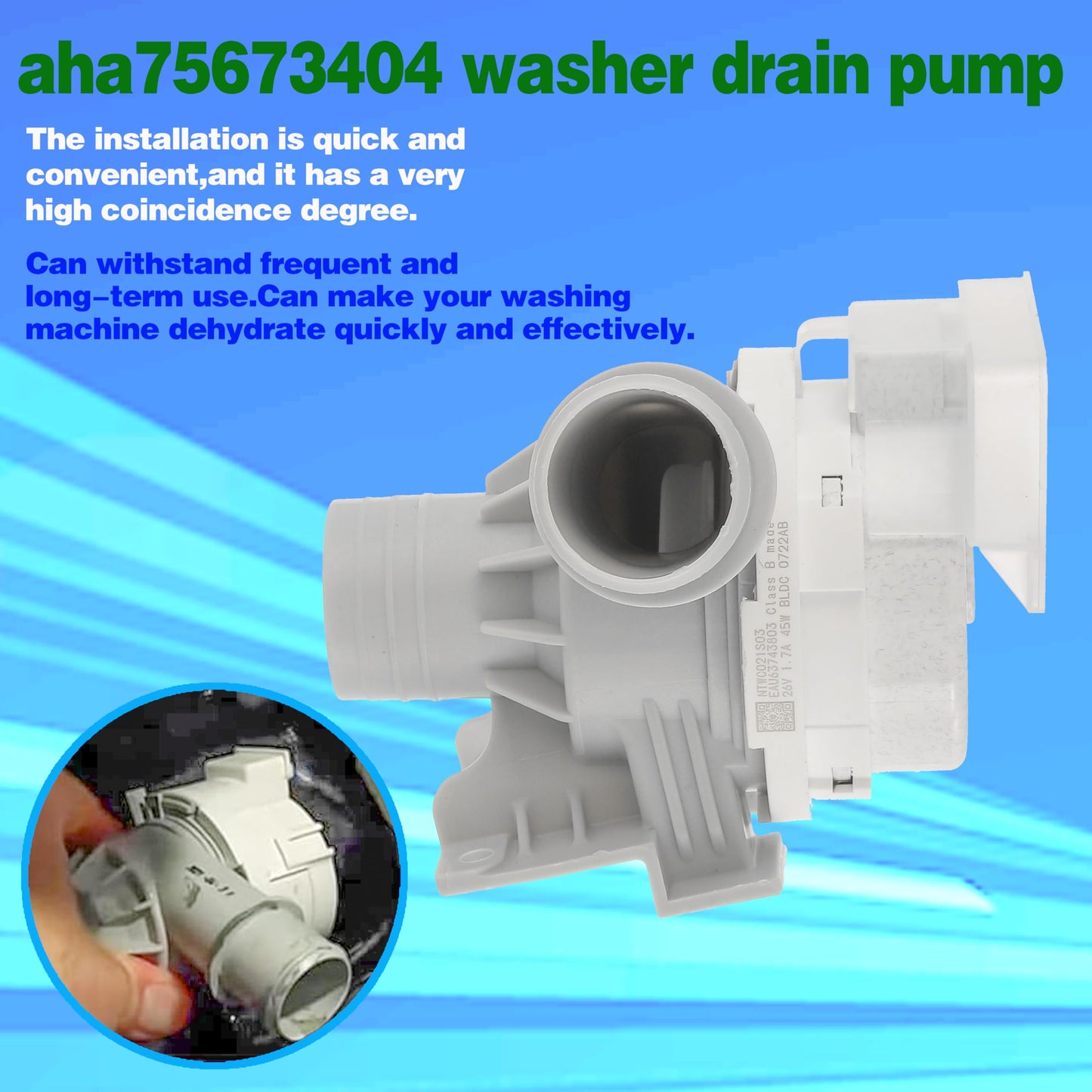 Upgraded AHA75673404 AHA75673402 Washer Drain Pump Assembly for LG Washing Machine Drain Pump Replace AP6978814 PS12748410 WT7405CW WT7250CW WT7405CW 2 Year Guarantee