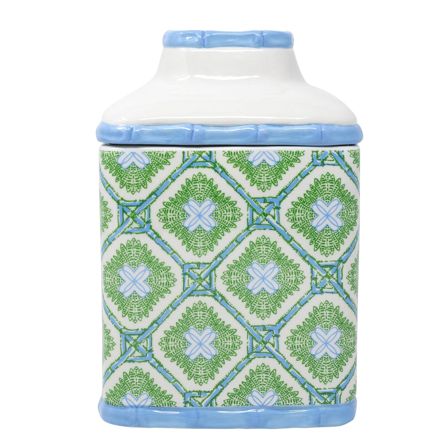Lilly Pulitzer Ceramic, Square, Tissue-Box Cover, Tissue Holder for Home Decor (Bamboo Logo Trellis)