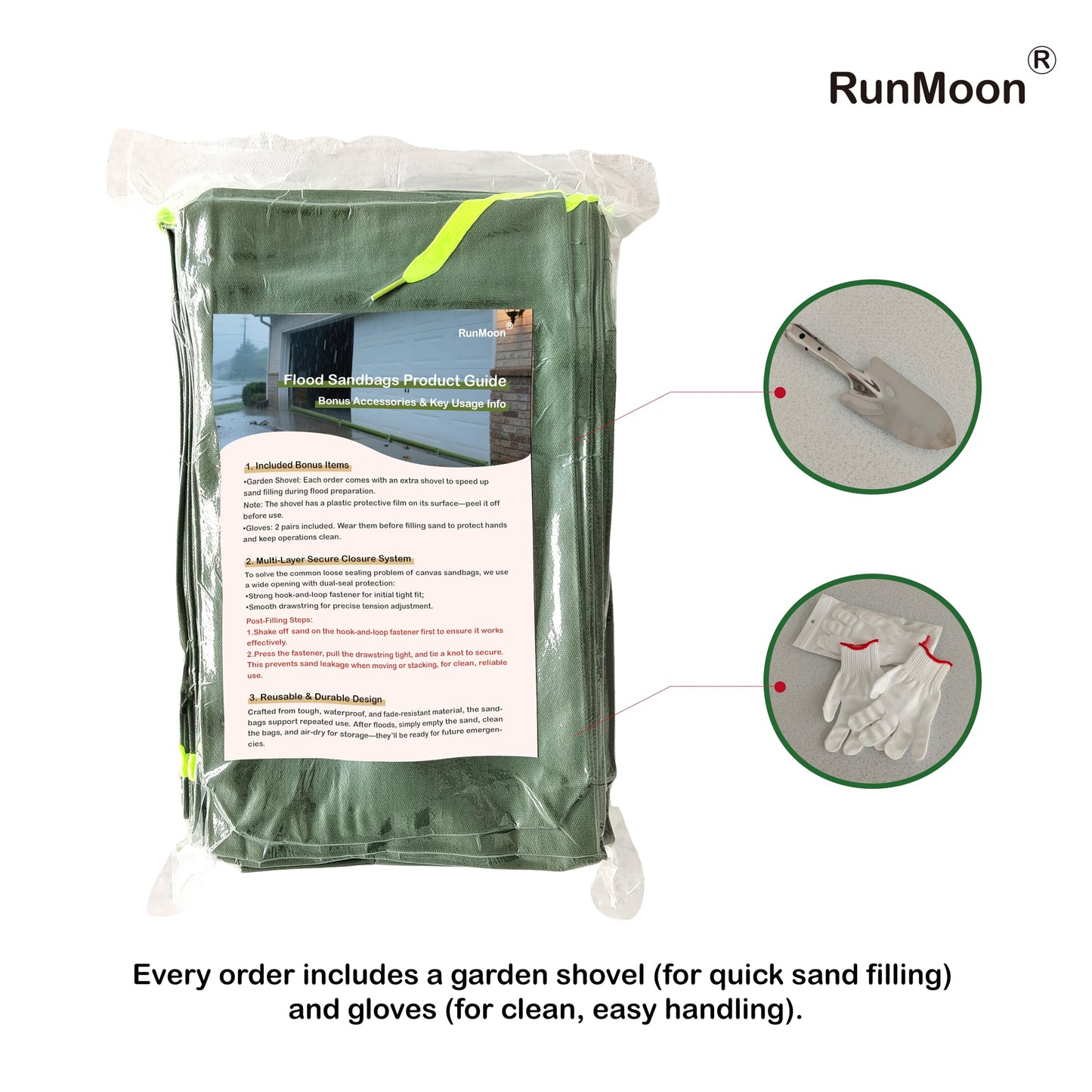 Upgraded Extra-Thick Reusable Flood Sandbags - Double-Stitched Canvas, Leak-Proof Closure | Multiple Sizes (3ft-10ft) for Water Barrier & Flood Protection (10ft (Upgraded) 4-Pack)