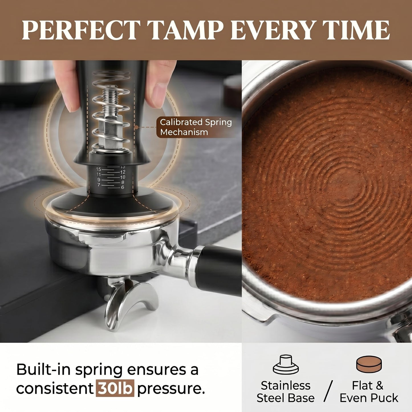 51mm Espresso Accessories Kit – 26PCS Tamping Station, Tamper, WDT Tool, Distributor, Dosing Funnel, Puck Screen, Air Duster, Stirrer, Stencils, Brush & Latte Art Pen