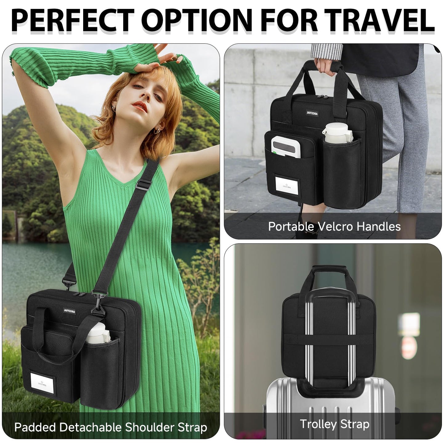 3 Ring Zipper Binder Bag, 3 Inch D-Ring 700 Sheet Capacity, Portable File Organizer with Removable Shoulder Strap & Multiple Pockets for School Office Travel Summer Study Back to School,Black