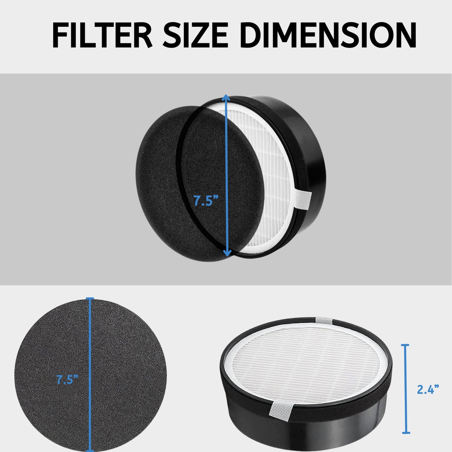 Nispira LV-H132 Air Filter Replacement Compatible with Levoit Air Purifiers Part LV-H132-RF 3-in-1True HEPA with Carbon Filter - 7.5” x 2.4” x 7.5”, 3 Packs (NOT FOR EGG AIR PURIFIER)