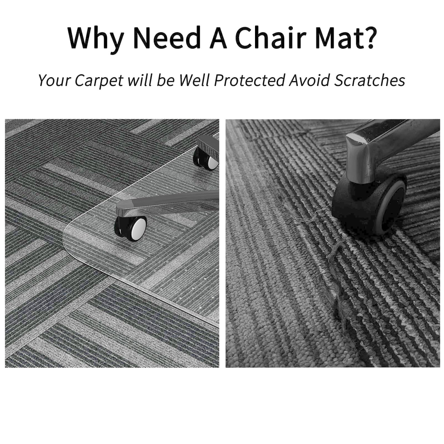 WASJOYE Chair Mat for Carpet, 48" x 60" Office Chair Mat for Carpet, Heavy Duty Chair Mat with Non-Slip Studded for Home and Office Low Pile Carpet