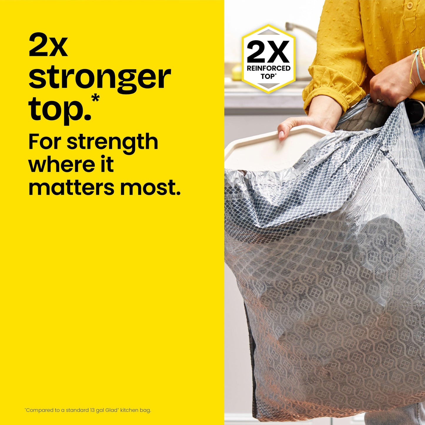 Glad ForceFlex MaxStrength XL Kitchen Trash Bags, 20 Gal, Fresh Clean, 80 Ct (Package May Vary)