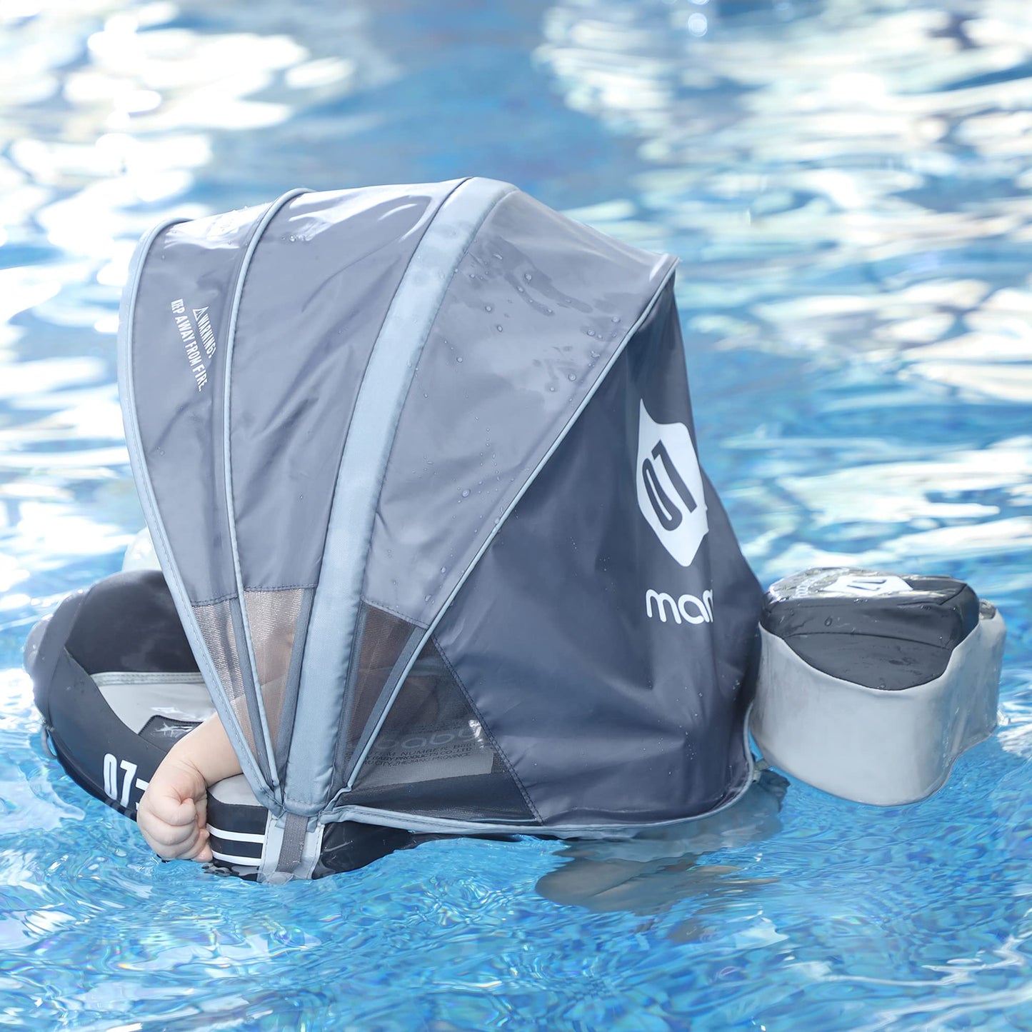 Mambobaby Float with Canopy Add Tail Baby Float No.7 Airplane Non-Inflatable Solid Baby Pool Float Infant Swim Trainer Swimming Ring for Infant Toddlers 3-48 Months, Gray