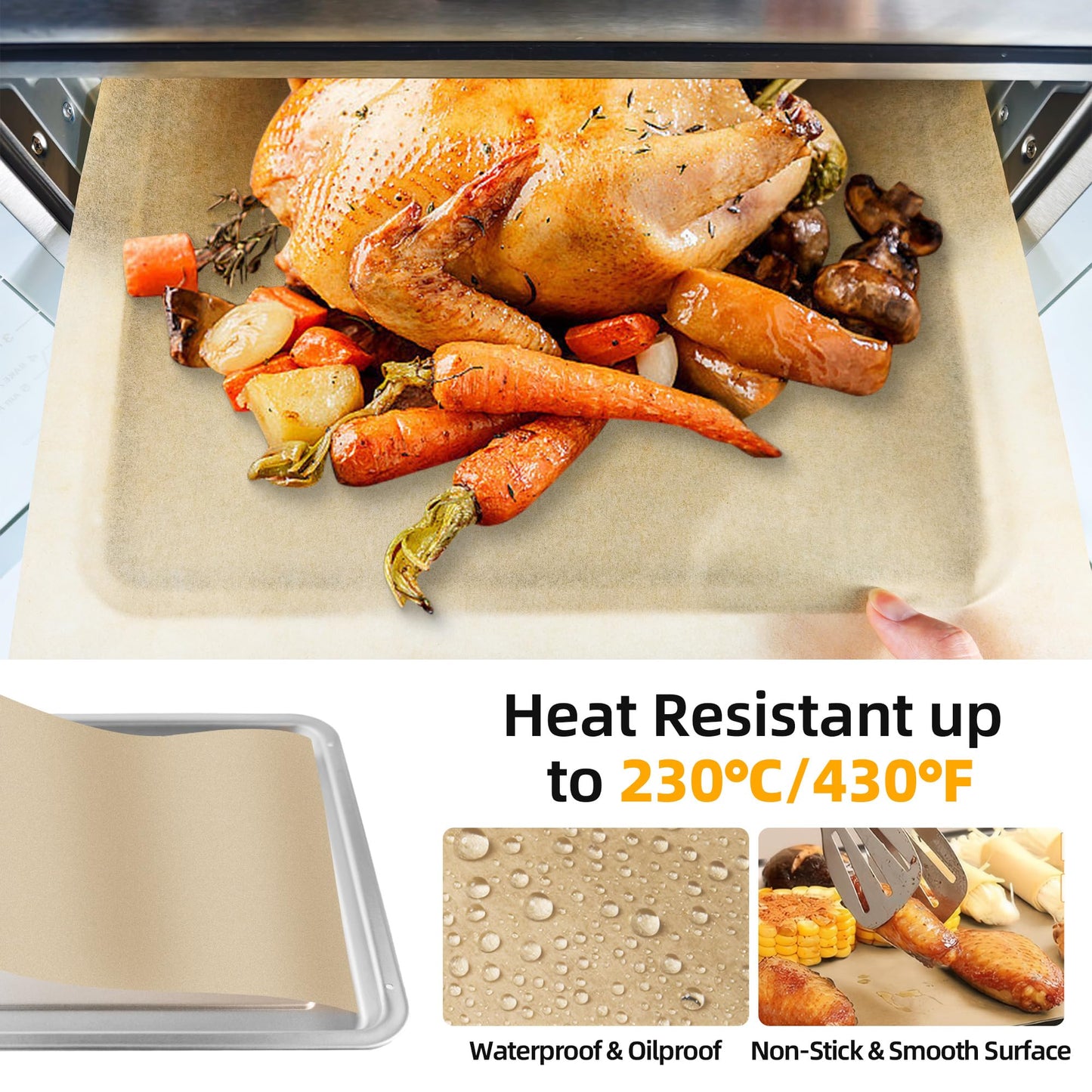 Air Fryer Accessories for Emeril Lagasse 26 Qt Extra Large & Everyday 360, Emeril Lagasse Air Fryer Basket and Pans for Oven with 100Pcs Disposable Parchment Paper, 4Pcs Reusable Teflon Mat