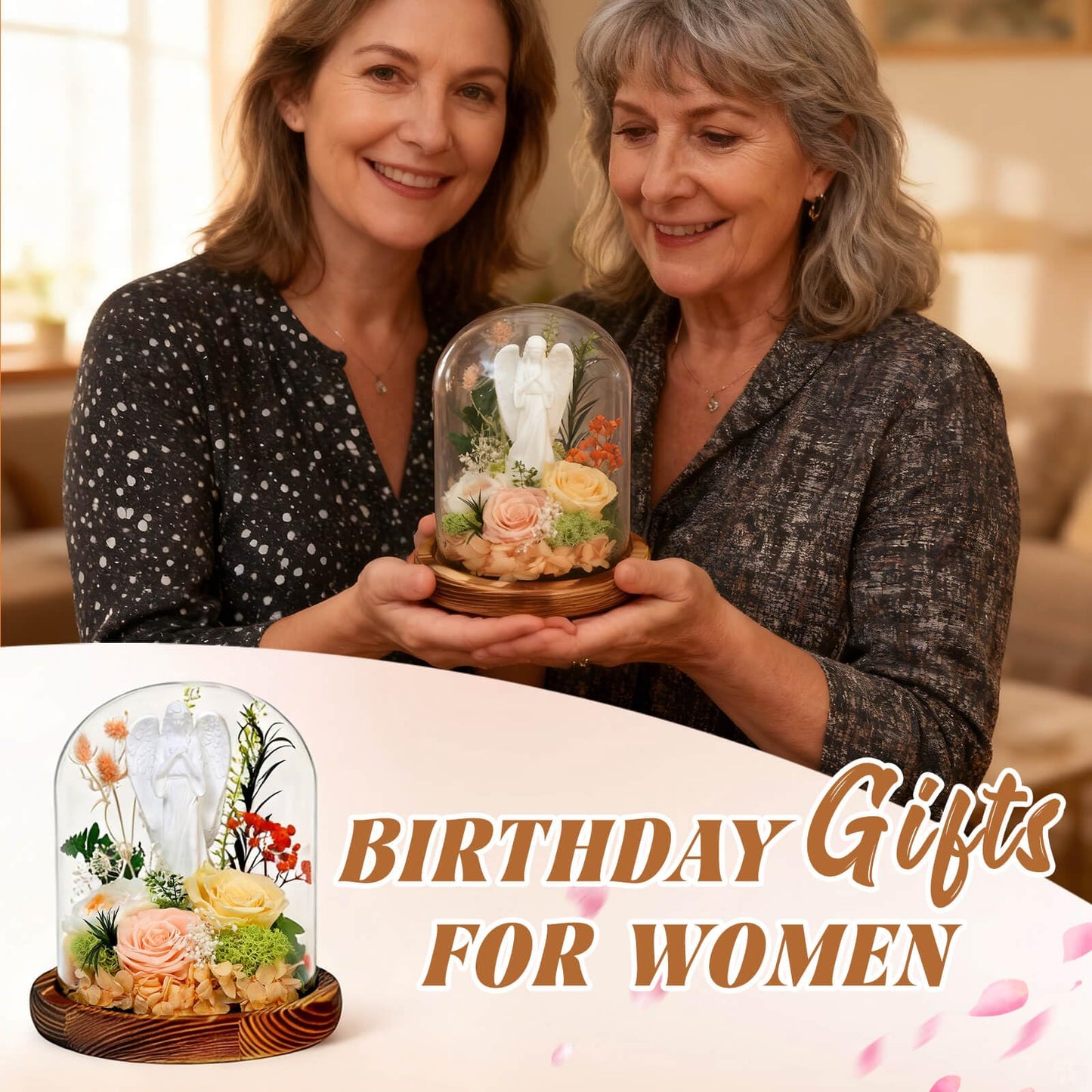 Harmolia Birthday Gifts for 40 50 60th Women Fresh Flowers for Delivery Forever Preserved Real Rose Anniversary for Mom Grandma Her Wife Sister Best Friend