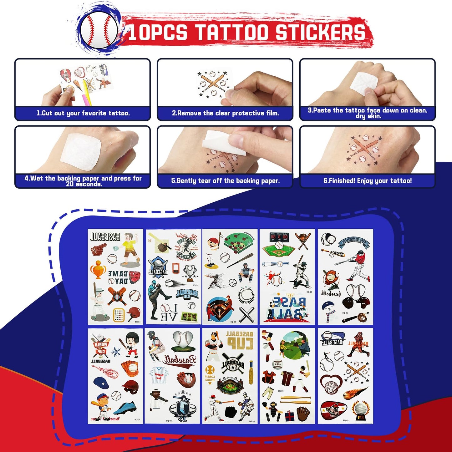 Grneric 120PCS Baseball Party Favors, Baseball Goodie Bags Drawstring Bags with Mini Baseballs, Bracelets, Keychains, Stickers & Tattoos for Baseball Party Supplies