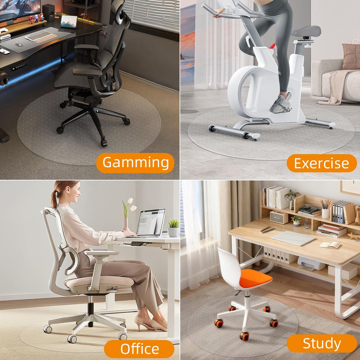Office Chair Mat for Carpet - 36x36 Inch Plastic Computer Desk Floor Protectors for Chairs Clear Under Desk Rug Pad for Rolling Gaming Chair