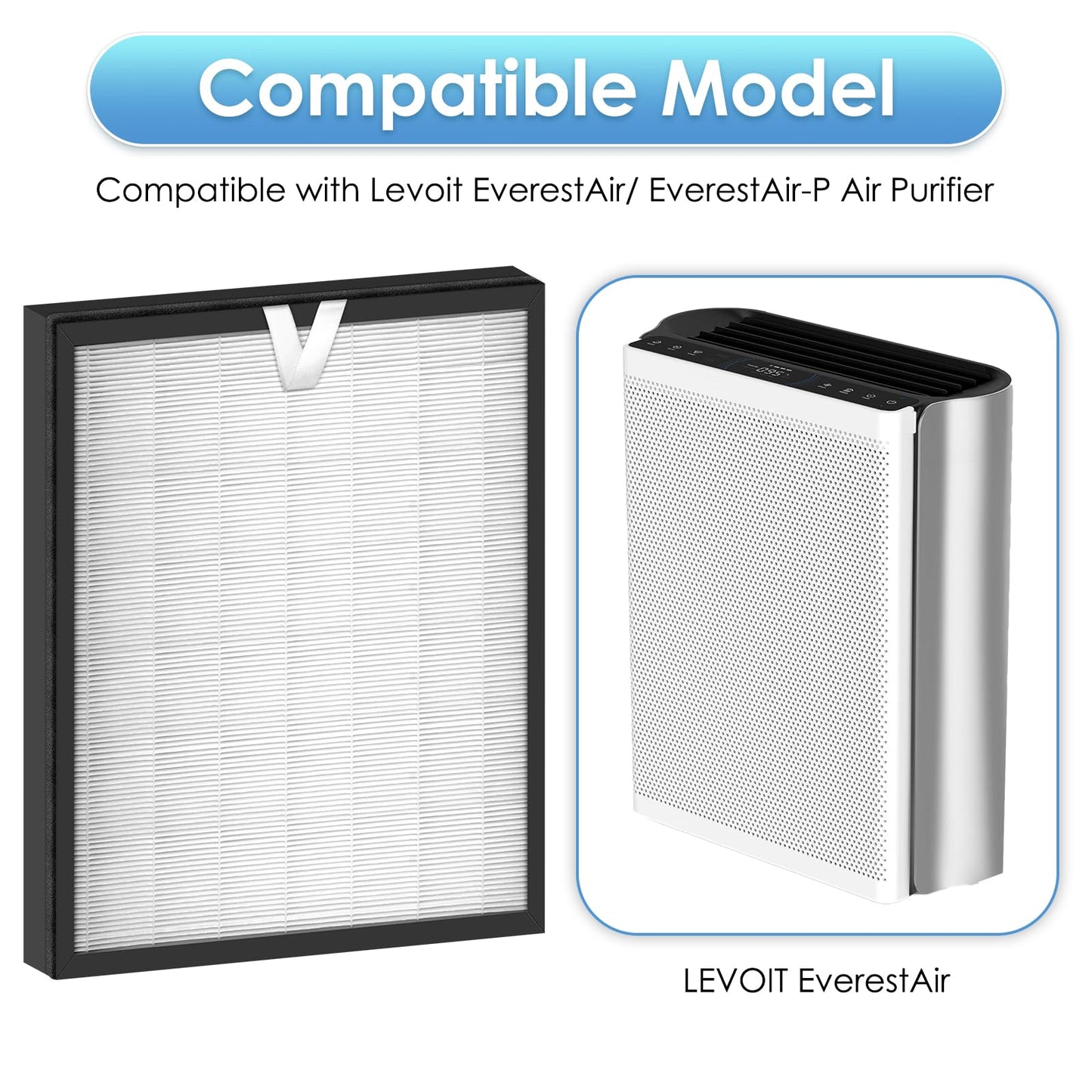 (1 Pack) EverestAir EverestAir-P Replacement HEPA Filter for LEVOIT EverestAir-P Air Purifier, LAP-EL551S-AUS, H13 True HEPA Filter, 3-in-1 Activated Carbon Filters