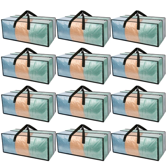12 Pack Heavy Duty CLear Moving Bags, Large CLear Storage Bags for College Dorm Room Essentials, Alternative to Moving Boxes, Compatible with IKEA Frakta Cart