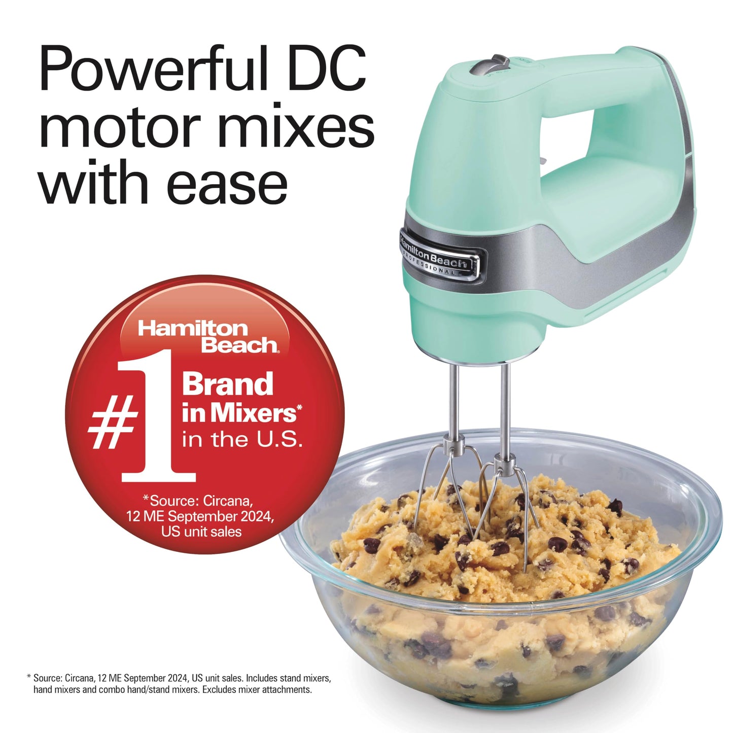 Hamilton Beach Professional 5-Speed Electric Hand Mixer with Snap-On Storage Case, QuickBurst, Stainless Steel Twisted Wire Beaters and Whisk, Mint (62658)