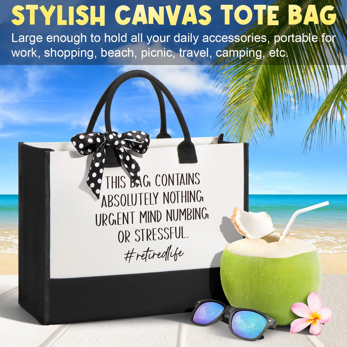 Happy Retirement Gift for Woman 2026, Funny Retirement Gifts for Women Coworkers, Cool Retired Gifts for Retirees Women Teacher Nurse Boss Friend Mom Grandma, Farewell Leaving Gift w/ Canvas Tote Bag