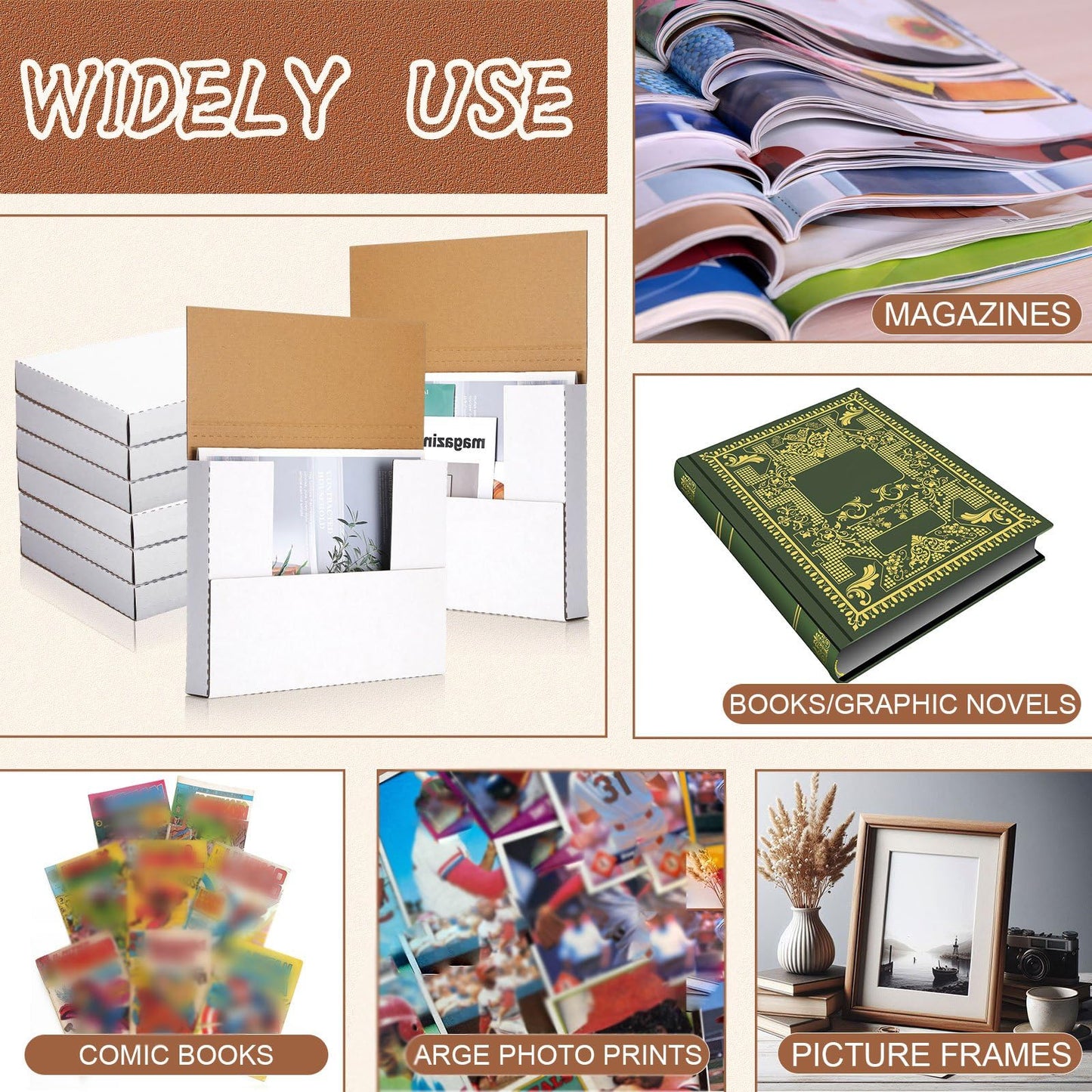 Fullhawl 30 Pack Corrugated Comic Book Mailers with 30 Bubble Bags, Comic Book Shipping Box Easy Fold Cardboard Photo Box for Mailing Packaging, Height Adjustable (White,7.8 x 11 x 1.2 Inch)