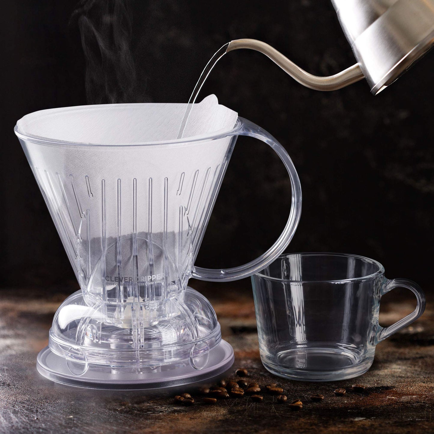 Clever Coffee Dripper and Filters, Large 18 oz| Barista's Choice| Safe BPA Free Plastic|Includes 100 Filters (Clear, 18 oz Large)