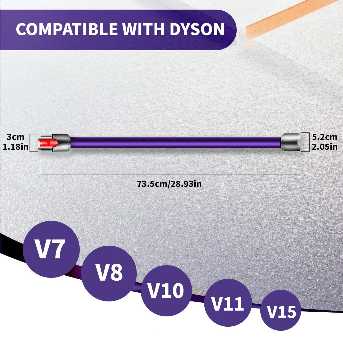 Replacement Wand Extension Tube Compatible with Dyson V15 V11 V10 V8 V7 Cordless Vacuum Cleaners, Extension Vacuum Replacement Parts, 28.9IN (Purple)