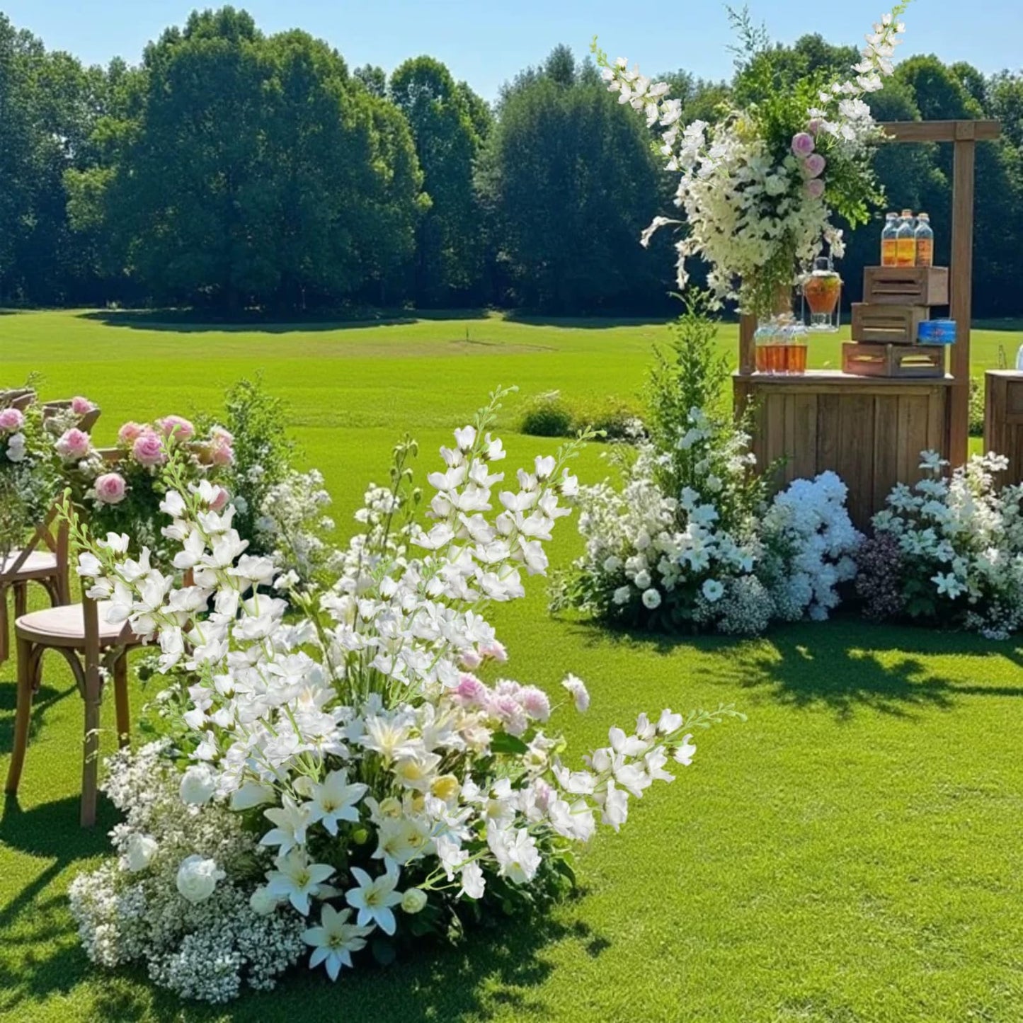 aunosit 8 pcs White Delphinium Artificial Flowers, 34.25''Artificial Snapdragon Flowers Tall Fake Flowers Silk Flowers Faux Delphinium Bulk for Tall Vase Home Wedding Garden Table Decor (White)