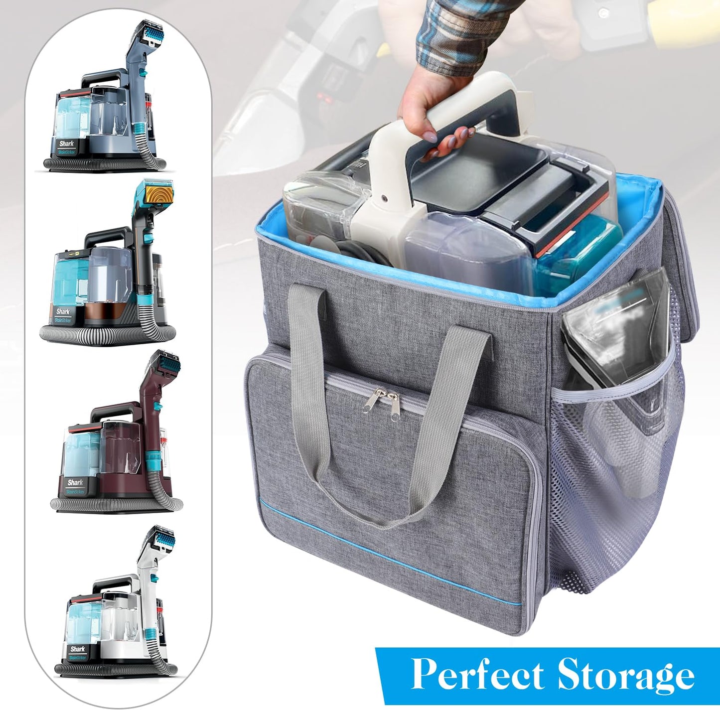LOTCAIN Storage Bag Compatible with Shark StainStriker Carpet and Upholstery Cleaner Machine Portable Carrying Bag with Large Space Storage Bag for Carpet Cleaner,Soft Handle,Bag Only