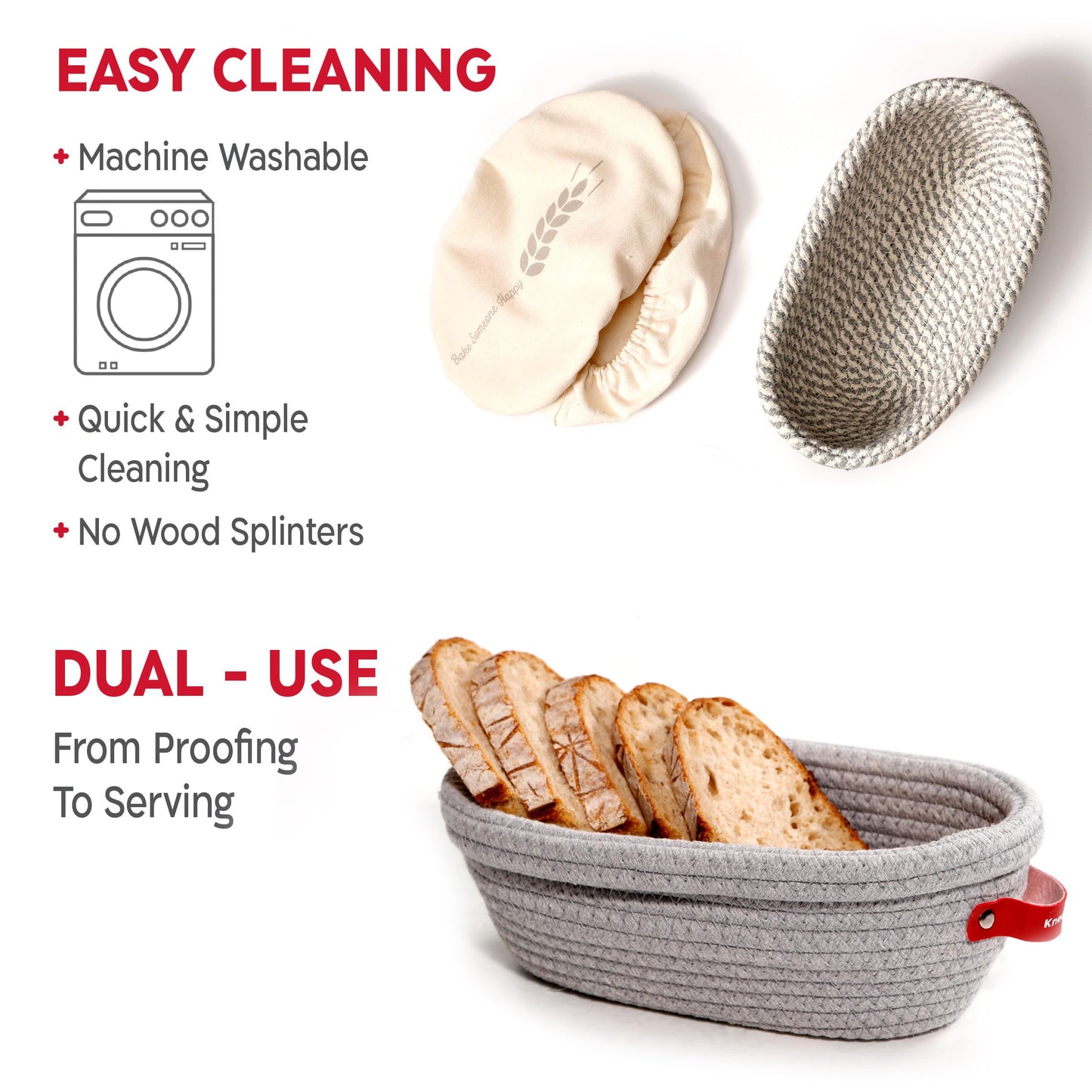 KneadAce Sourdough Starter Kit – 34oz Starter Jar, 2 Oval Banneton Proofing Baskets, Magnetic Bread Lame for Scoring – Gift for Bakers & Complete Sourdough Bread Baking Set