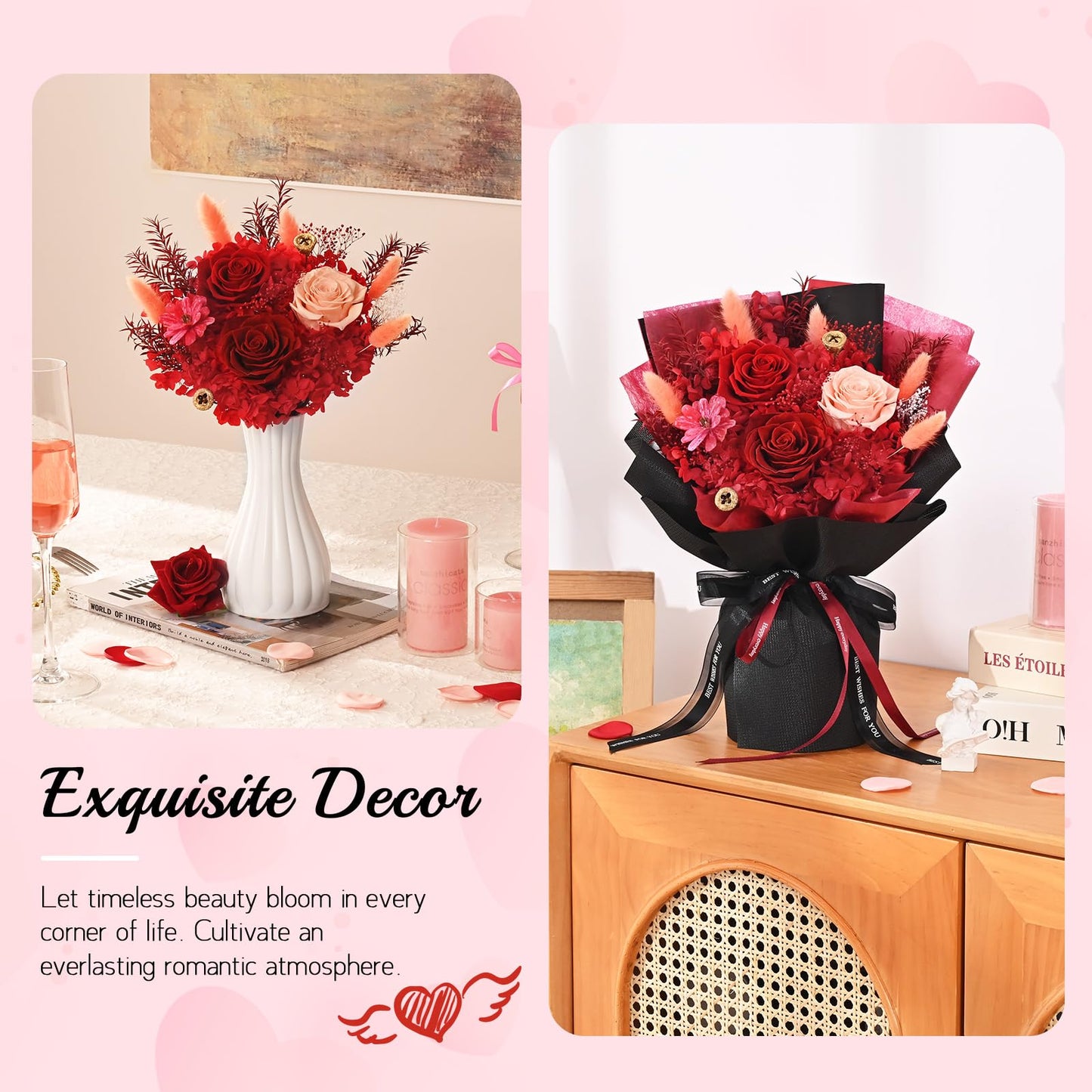 Mothers Day Flowers for Mom, Mothers Day Gifts, Flowers for Delivery Prime, Preserved Eternal Forever Red Roses Bouquet Birthday Gifts for Women Gf Gifts Wedding Anniversary