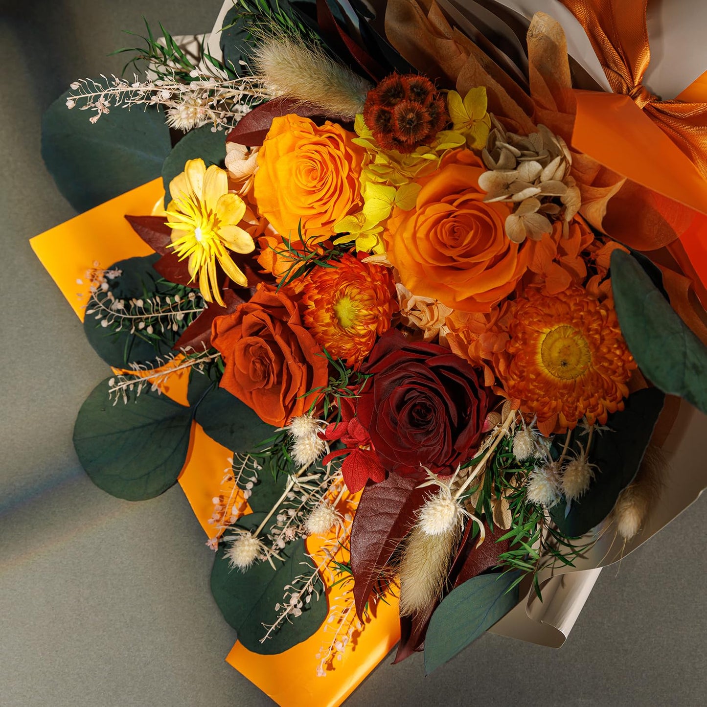 Perfectione Roses 4 Roses Mixed Bouquet for Mother's Day, Fall Flowers for Delivery, Preserved Flowers Birthday Gift for Women Mom Wife Grandma Her, Fall