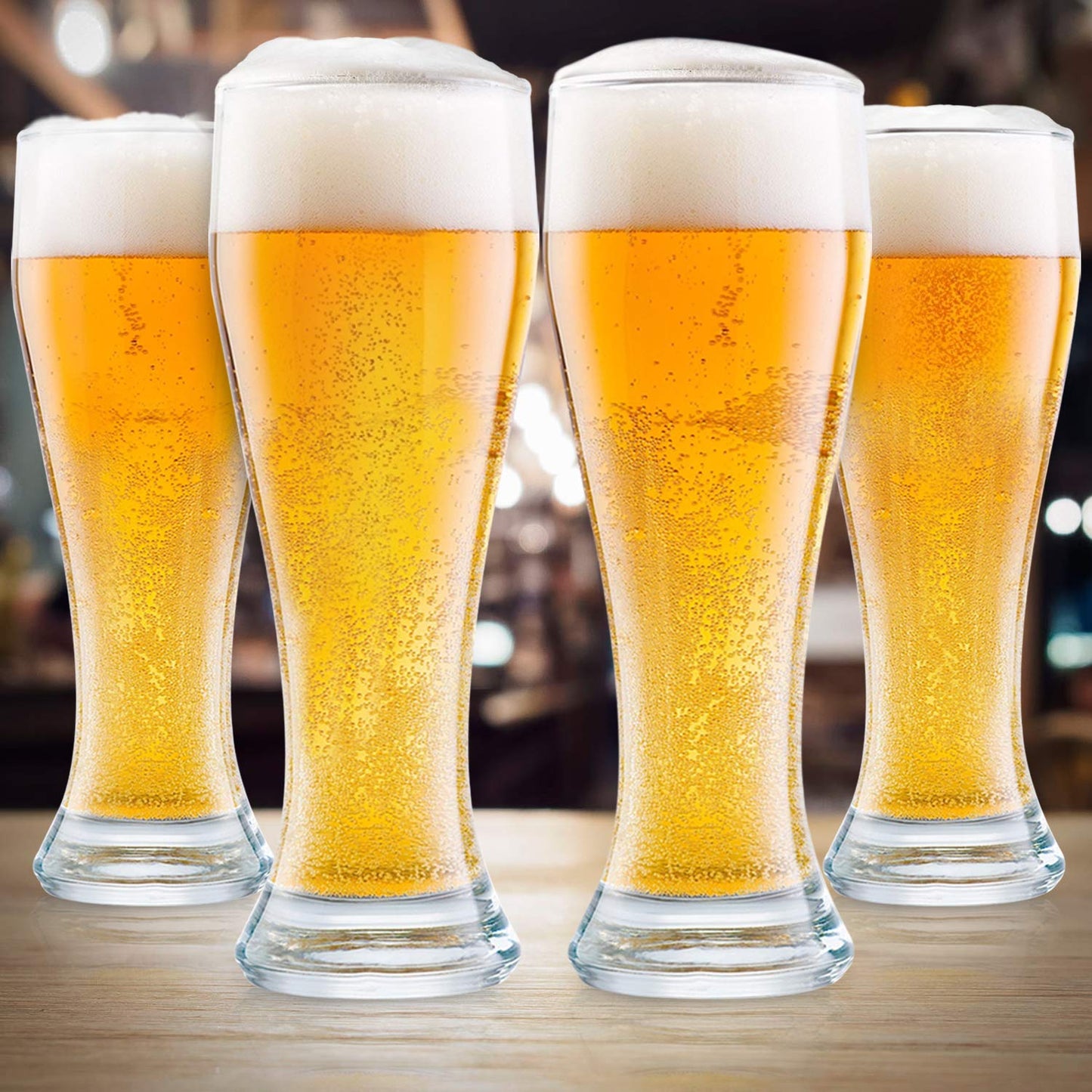 DU VINO USA Made Nucleated Pilsner Glasses- Etched Beer Glass for Better Head Retention, Aroma and Flavor - 16 oz Craft Beer Glasses for Beer Drinking Bliss - 4 Pack
