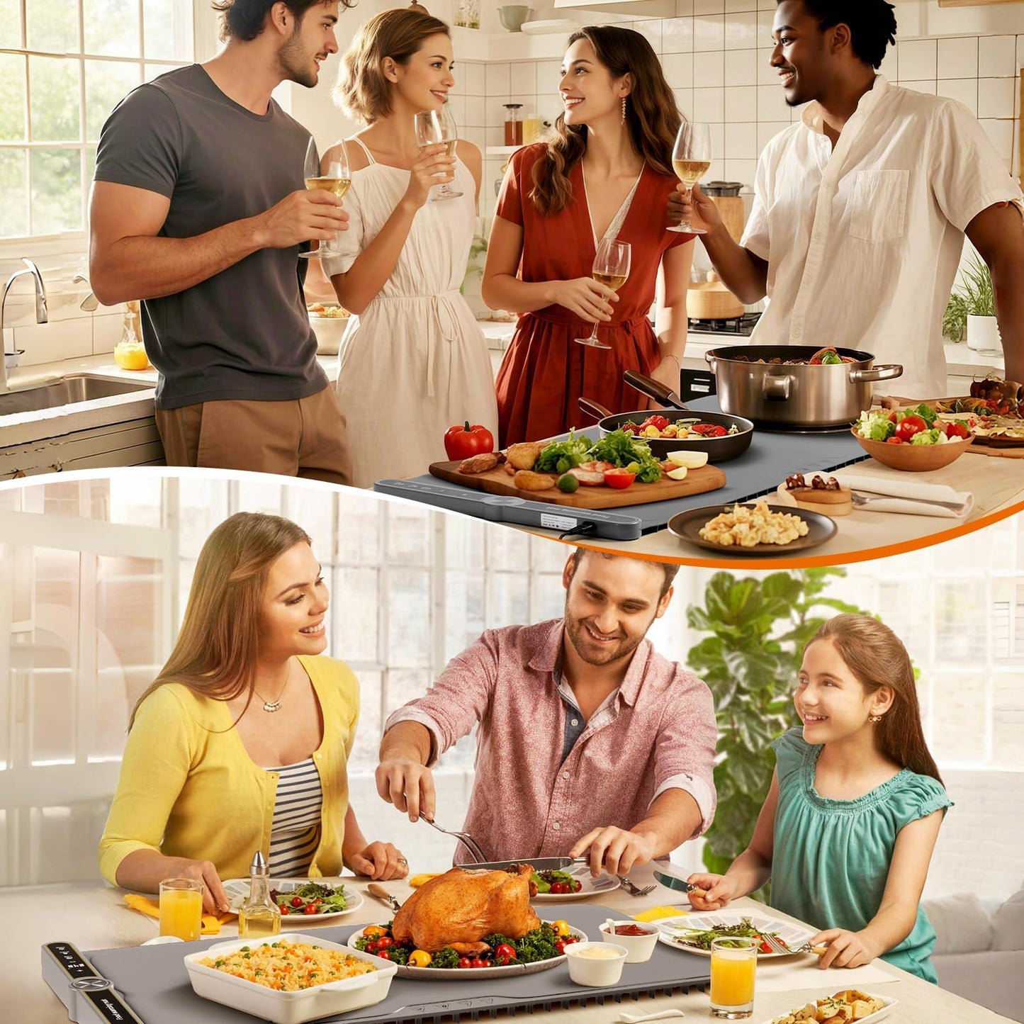 NAXBEY Warming Mat for Food extra large, Food Warmer Chafing Dishes for Buffet, 31.6"x15" Foldable Food Warming Mats for Countertops, Sourdough Warmer, Tortilla Warmer, 9-Level Temp 6-Hour Timer