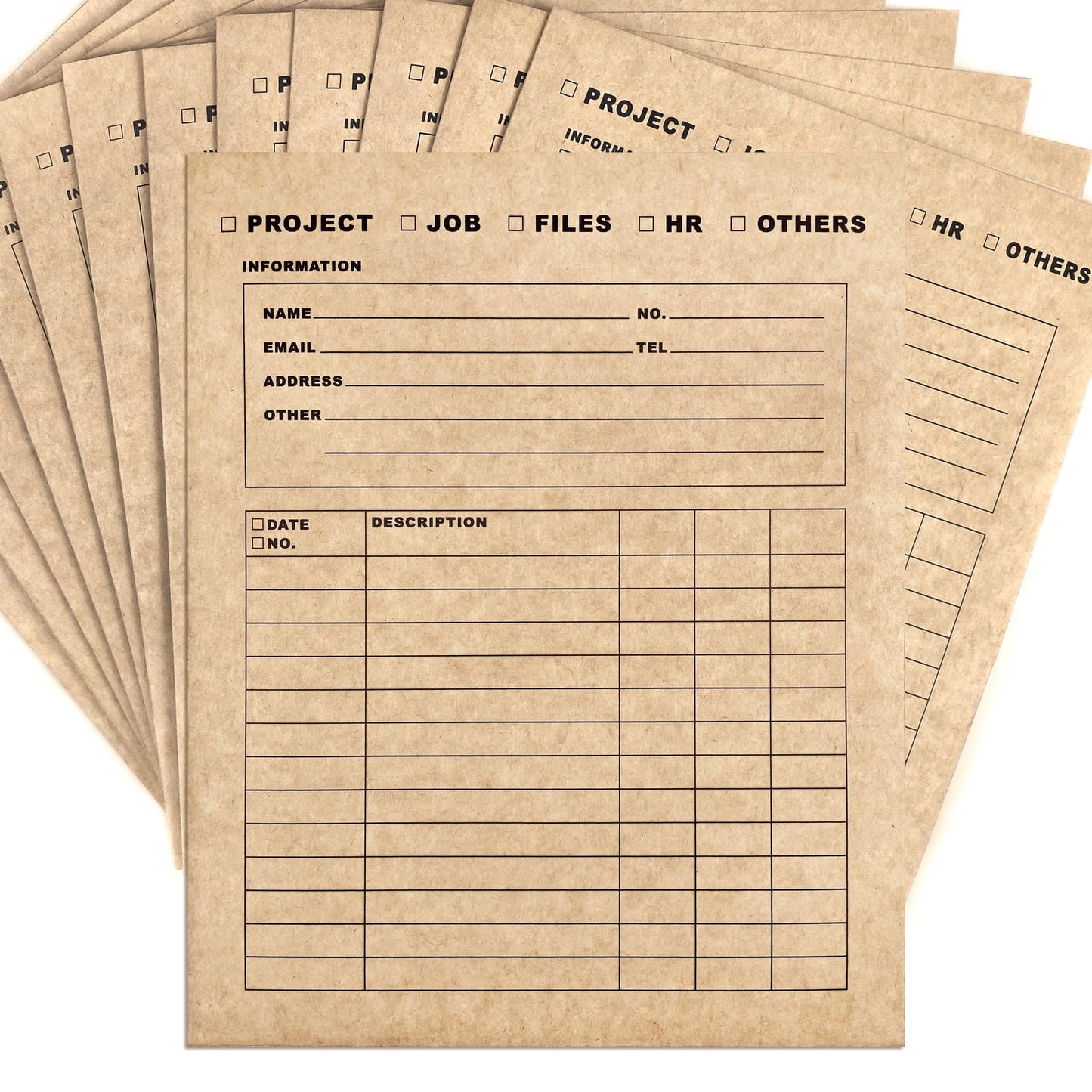 VistaRise Heavy-Duty Multi-Purpose Kraft File Folders Two-Pocket Pre-Printed for Document Classification, Record Keeping, and Job Progress Tracking 9.4 x 11.5 Inches Pack of 25