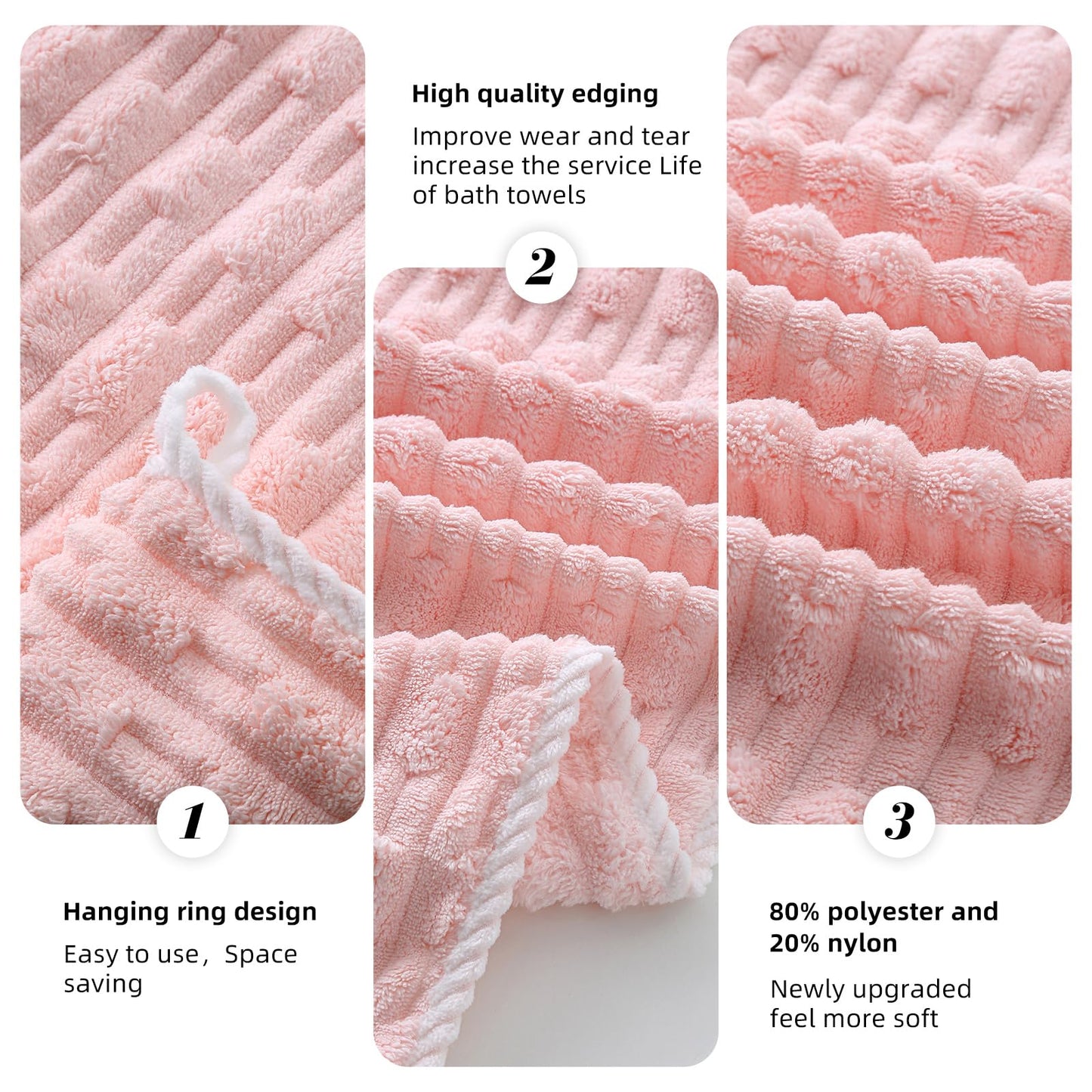 ANKING 40x80 Inches Oversized Bath Sheets Extra Large Bath Towels Set of 6 for Adults Super Soft Quick Dry Lightweight Lint Free Absorbent Stripe Microfiber Shower Towels (Pink,6 Piece)