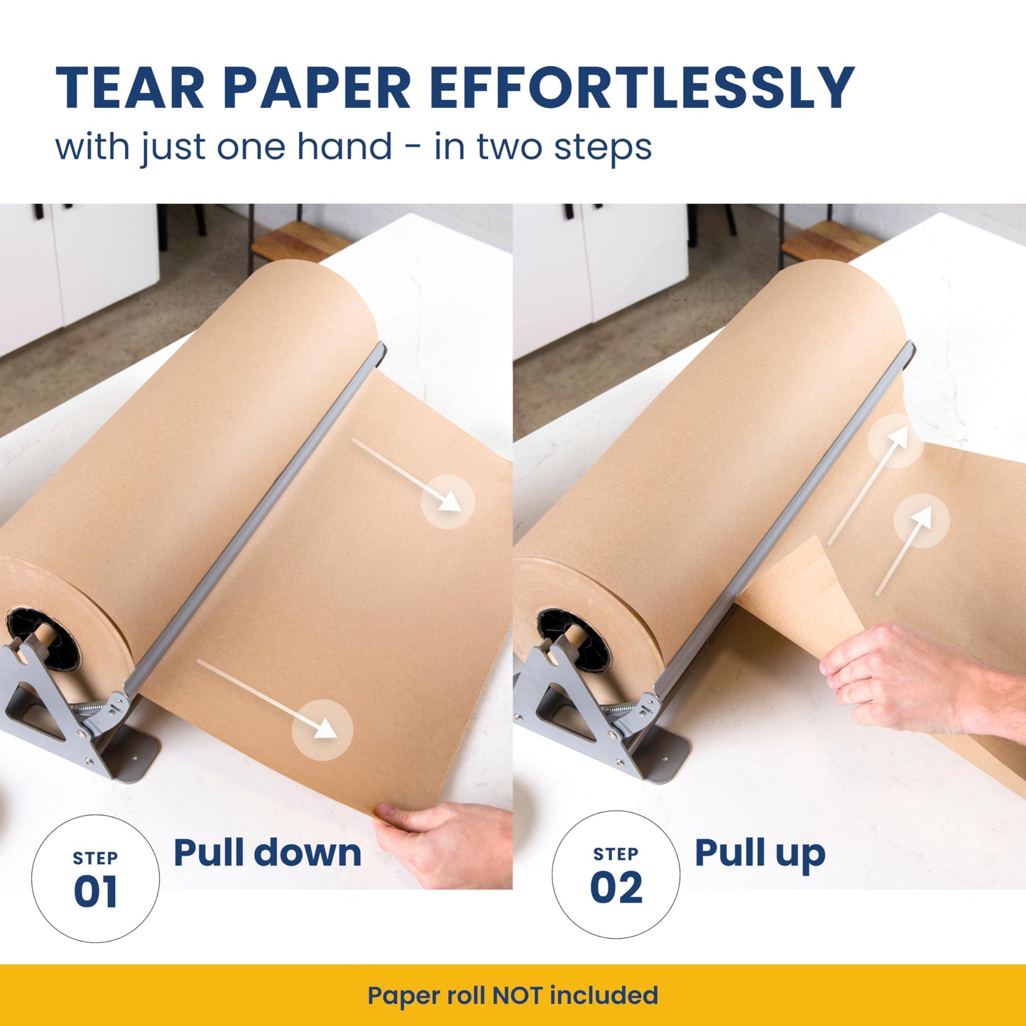 DIY Crew 18 Inch Paper Roll Dispenser and Cutter - Heavy-Duty Wall Mountable, Non Slip Tabletop - Kraft, Freezer, Butcher Paper - Up to 1000ft Rolls