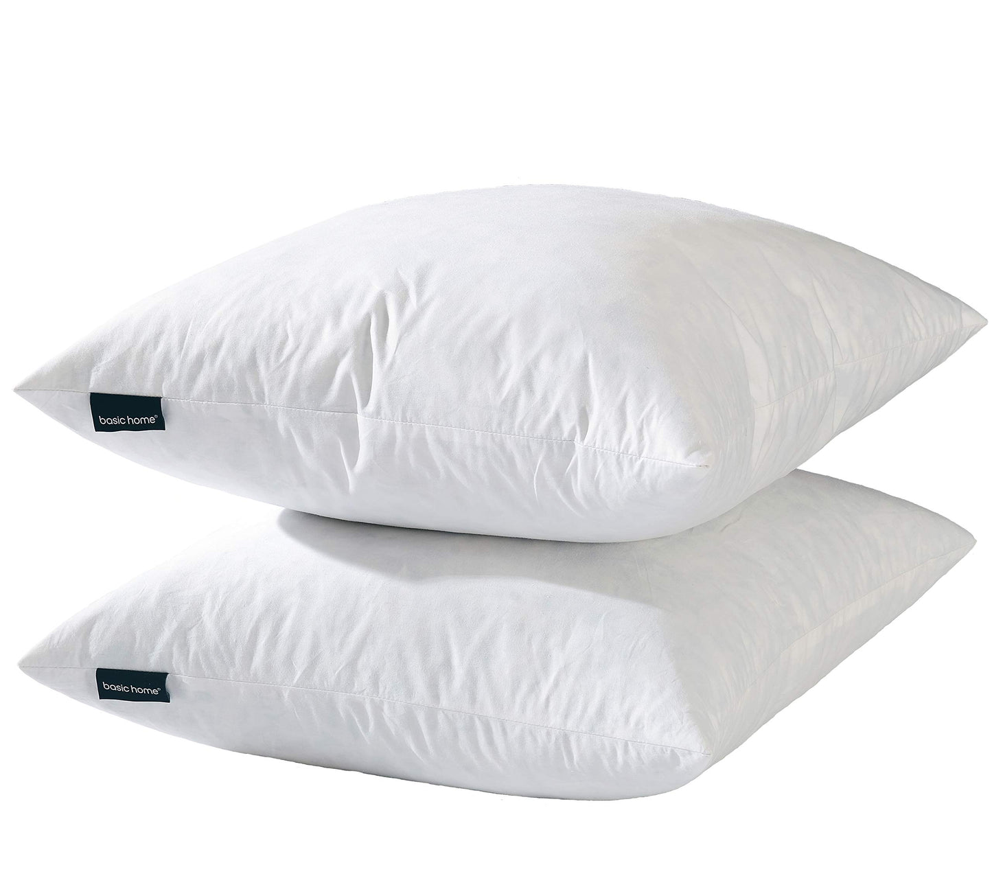 basic home® Hotel-Style Goose Feather Down Euro Pillow Insert for Sofa & Bed - 100% Odorless & Plump Cushion Filler - 233TC Cotton with Inner Liner to Prevent Poking (26x26 Inch)