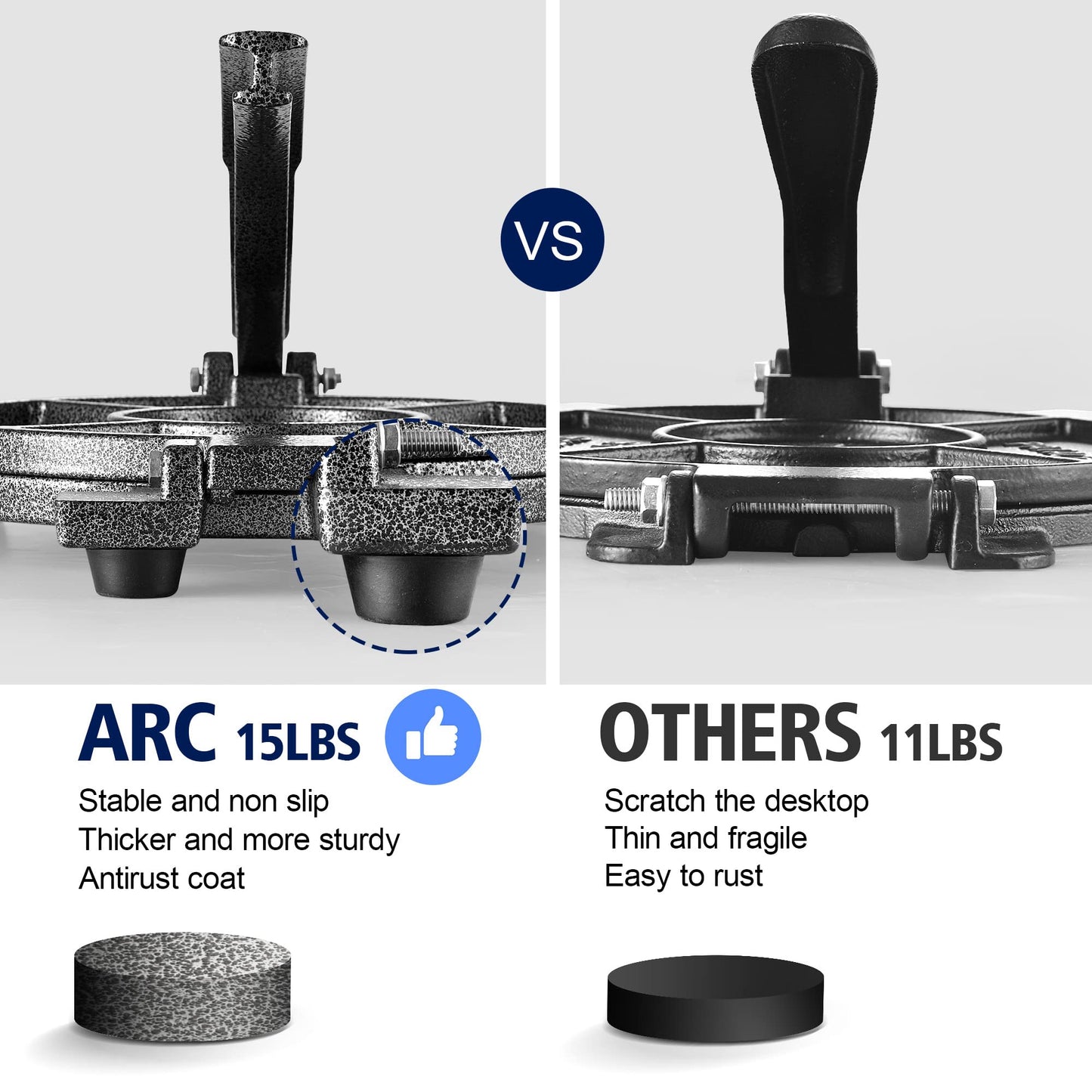 ARC Tortilla Press 10.4" Include 100 Pcs Parchment Paper, Cast Iron Tortilla Maker, Black Gray