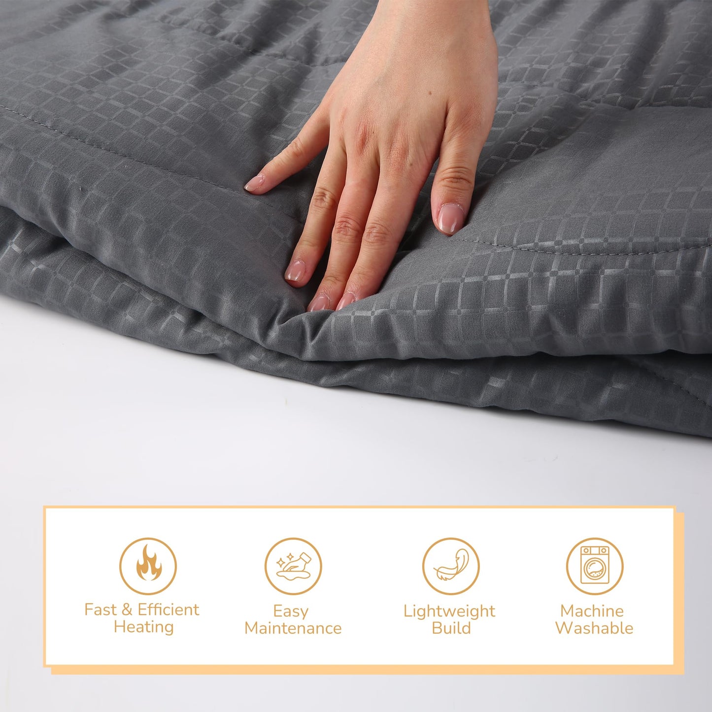 RALYSUN Electric Mattress Pad Full Size 54"x75" for Home Use, Premium Brushed Fabric, 4 Heat Settings & 10 Hours Auto Off, Overheat Protection, Elastic Deep Pocket, Machine Washable, Gray