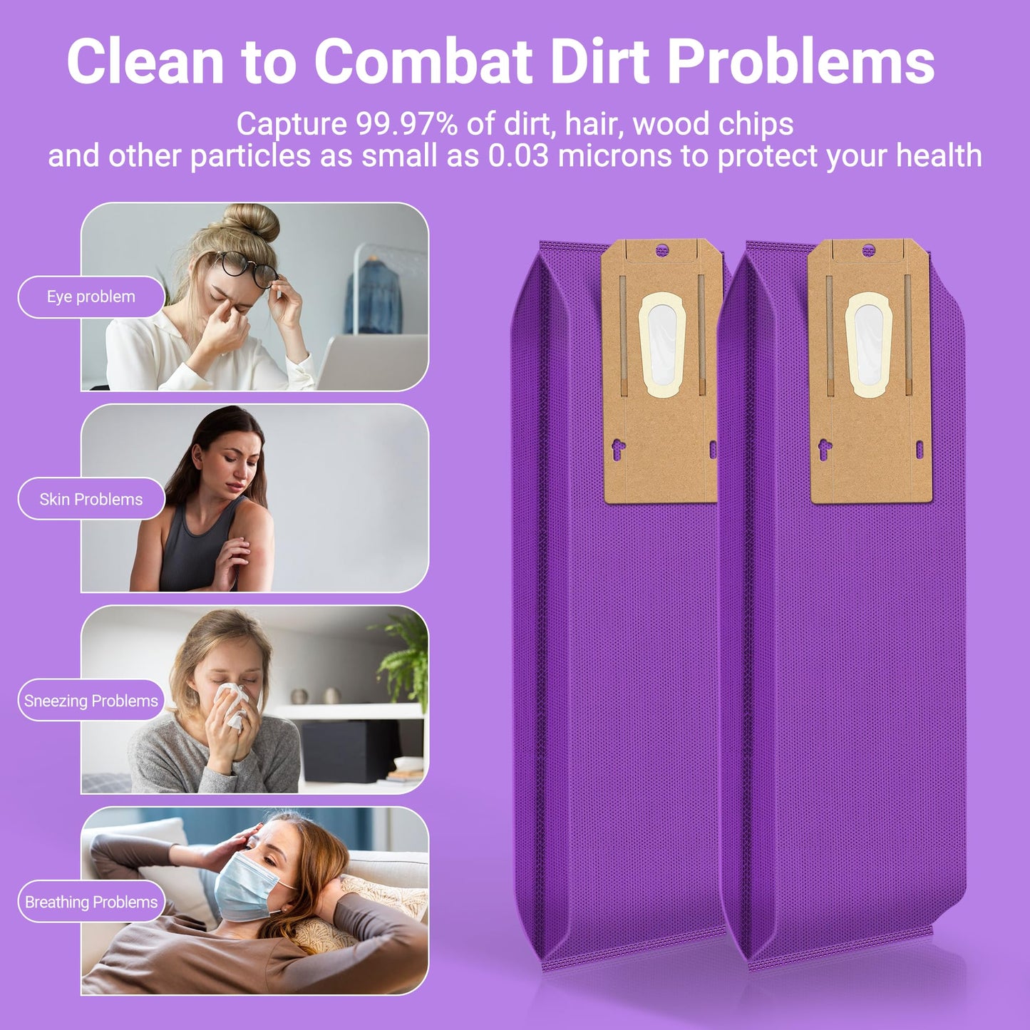 Upgraded Type CC HEPA Upright Vacuum Cleaner Bags Compatible with Oreck Elevate Vacuum Models X3, X5, XL7, XL21, 2000, 3000, 4000, 8000, 9000 Series, Replace Part # AK1CC6H CCPK8 CPK8DW,12 Pack