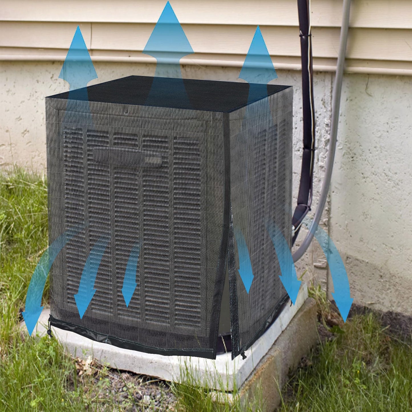 Qualward Full Mesh Central Air Conditioner Cover with Detachable Top, Ventilated & All Seasons AC Cover Design, 32×32×36 Inch