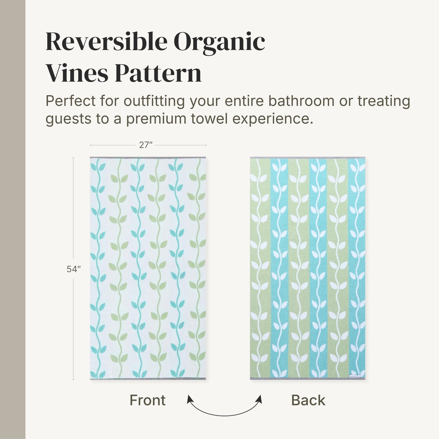 Modern Threads Natural Vine 6-Piece 100% Cotton Towel Set – Yarn Dyed Jacquard – Includes 2 Bath Towels, 2 Hand Towels, 2 Washcloths – Absorbent, Quick Dry, Soft & Durable – Sage Green