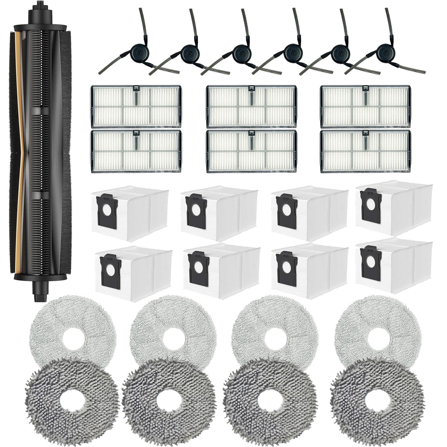 JoyBros Replacement Parts for Dreame X40 Ultra Complete L40 Ultra X40 Master MOVA P10 Pro Ultra Mop Pads X8;Filter HEPA X6;Tri-Cut Main Brushe X1; Side Brushes X6 Accessories