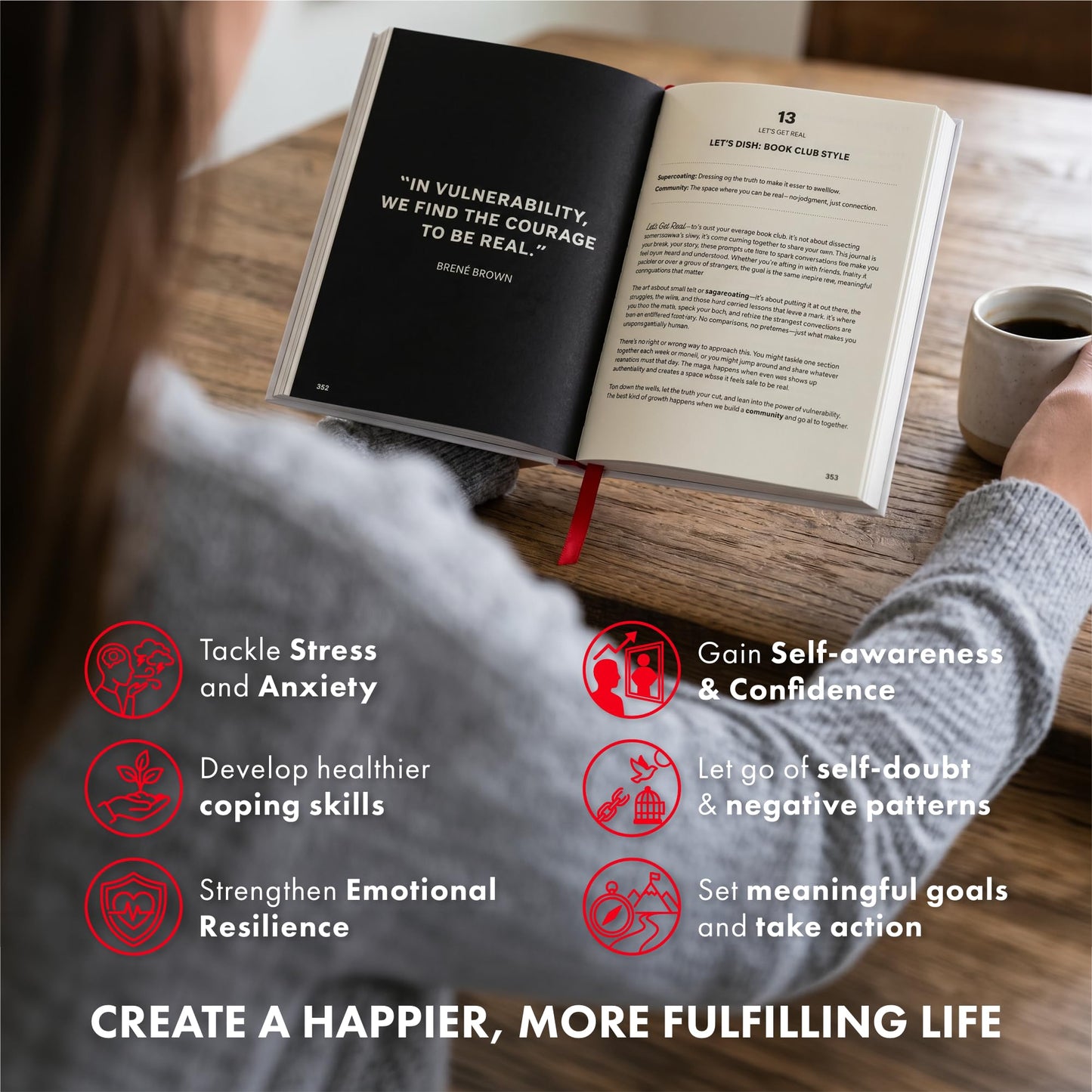 Let's Get Real Guided Journal with 240 Writing Prompts for Self Reflection, Personal Growth & Mindfulness, Undated Self Care Journal for Women & Men, Mental Health, Gratitude, Therapy & Wellness