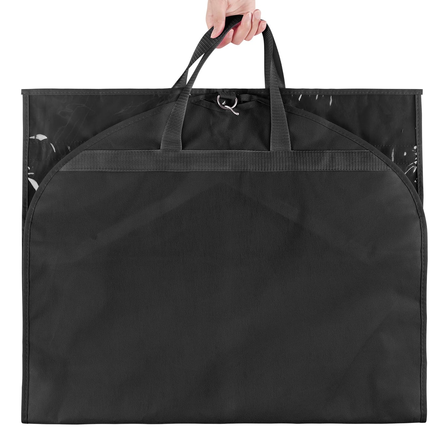 KEEGH Clear Garment Bags for Dance Costumes 40 inch Dance Garment Bags for Dancers Hanging Clothes for Closet Storage, with 4 Zipper Pockets for Dance Competitions, Ballet, Theatre, 6 Pack, Black