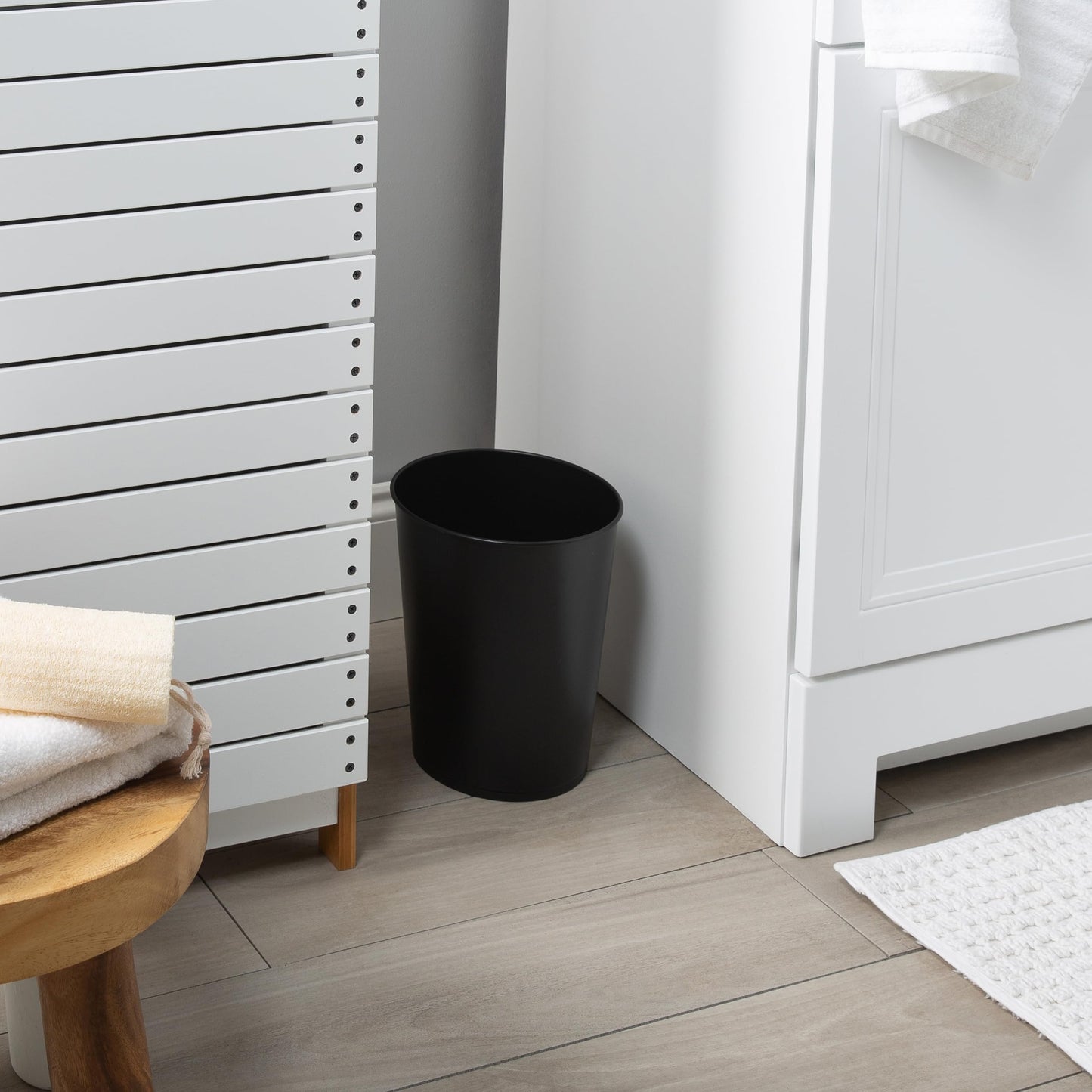 Bath Bliss Trash Can, Toilet Brush and Plunger 3 Piece Bathroom Set in Matte Black