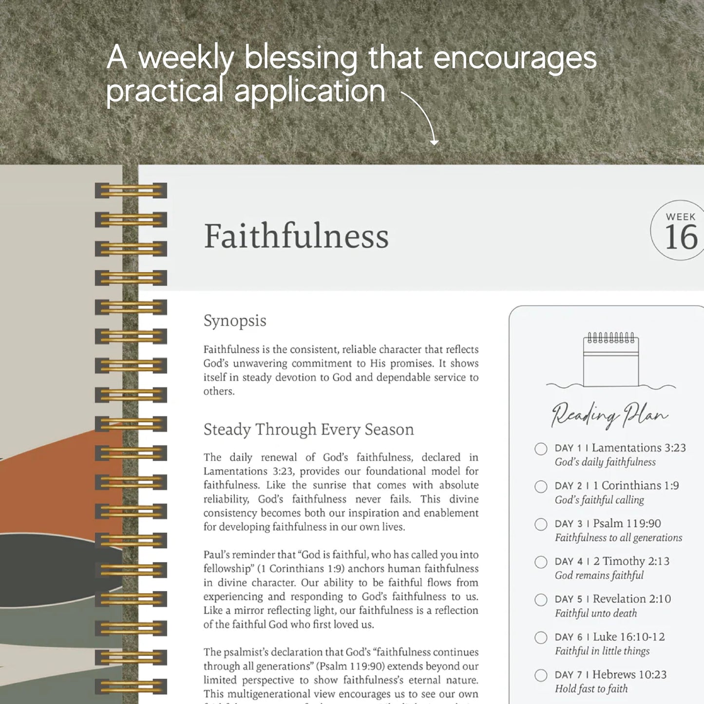 Official Spiral Bible The Bible in a Year | 52 Week Guided Bible Study & Daily Reading Plan | Spiritual Companion & Journal for Adults & Teens | 8.2in x 5.7in Notebook, 3.5in Margins for Notetaking (Mountains)
