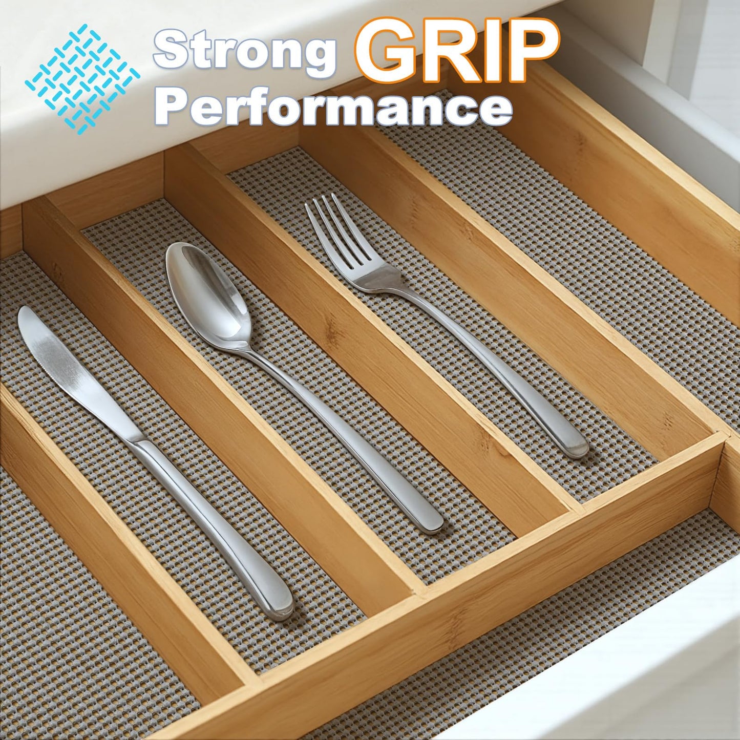 Songrey Non-Adhesive Drawer and Shelf Liner, Non Slip Cabinet Liners, Protect Kitchen Cupboard, Bathroom Drawers, Breathable, Thick Strong Grip mat (12IN x 30FT, Dark Gray)